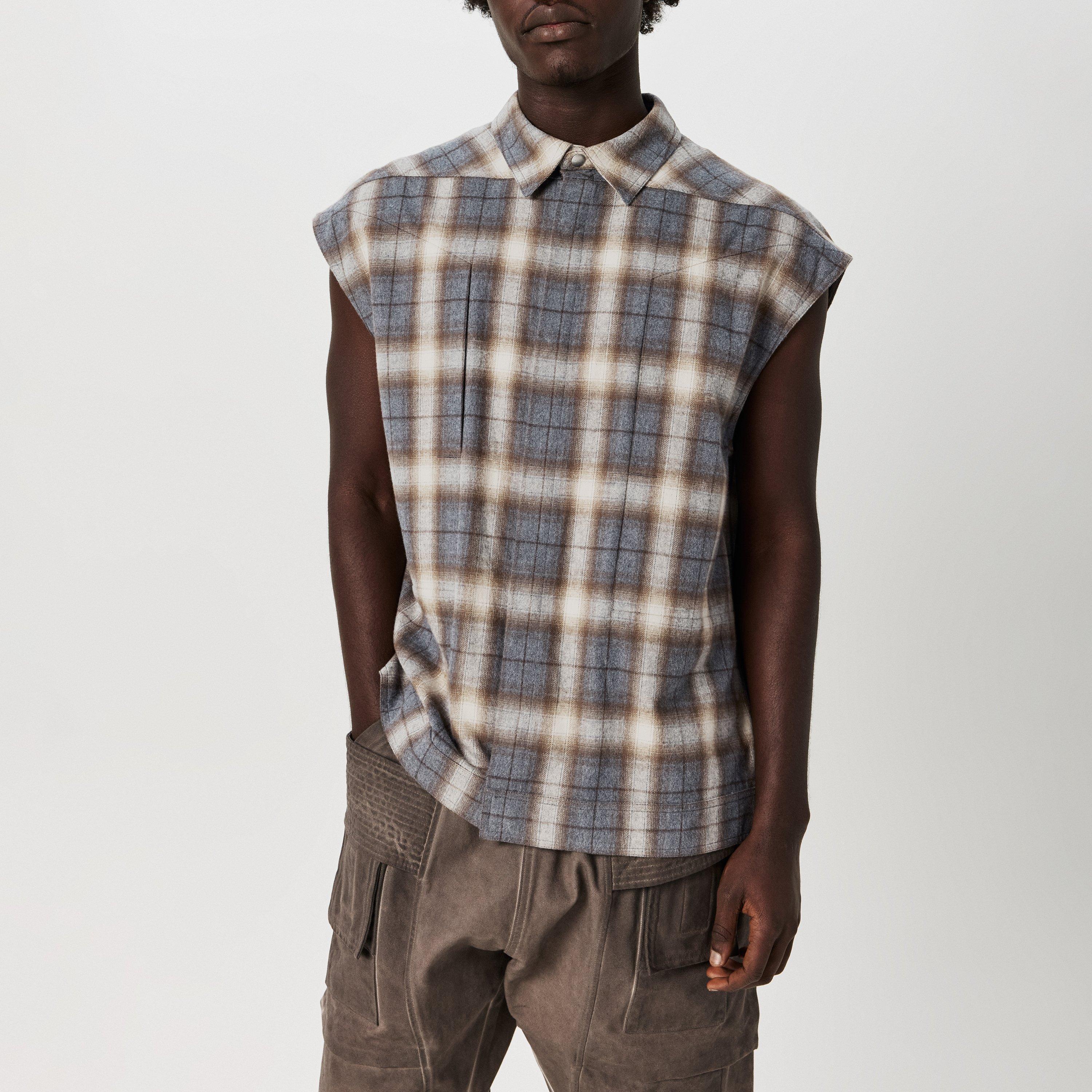 Grey Plaid 158P - Rick Owens - Men's Sleeveless Shirt - 2