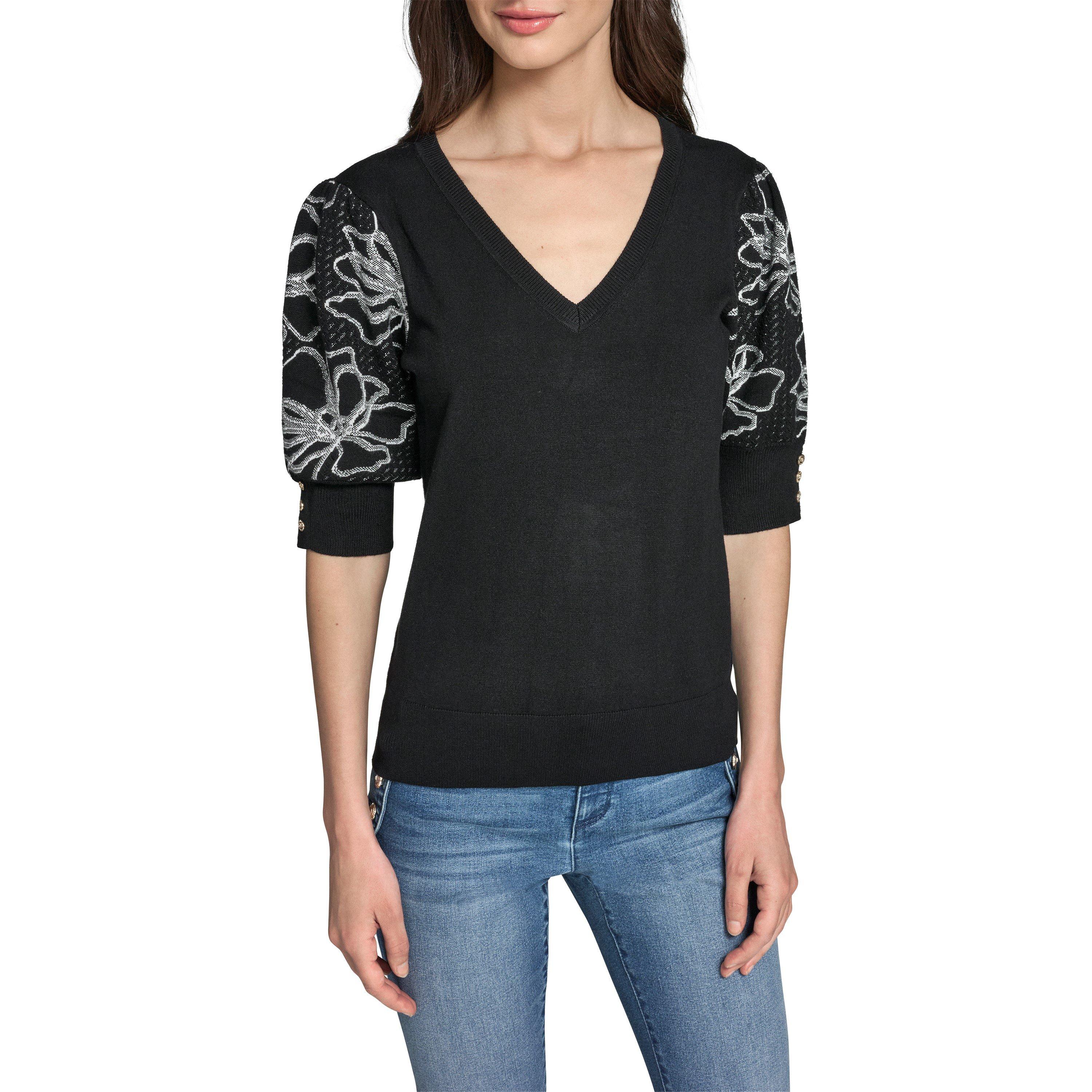 Black - Karl Lagerfeld - Karl Puff SS Knit Ld63 - 1