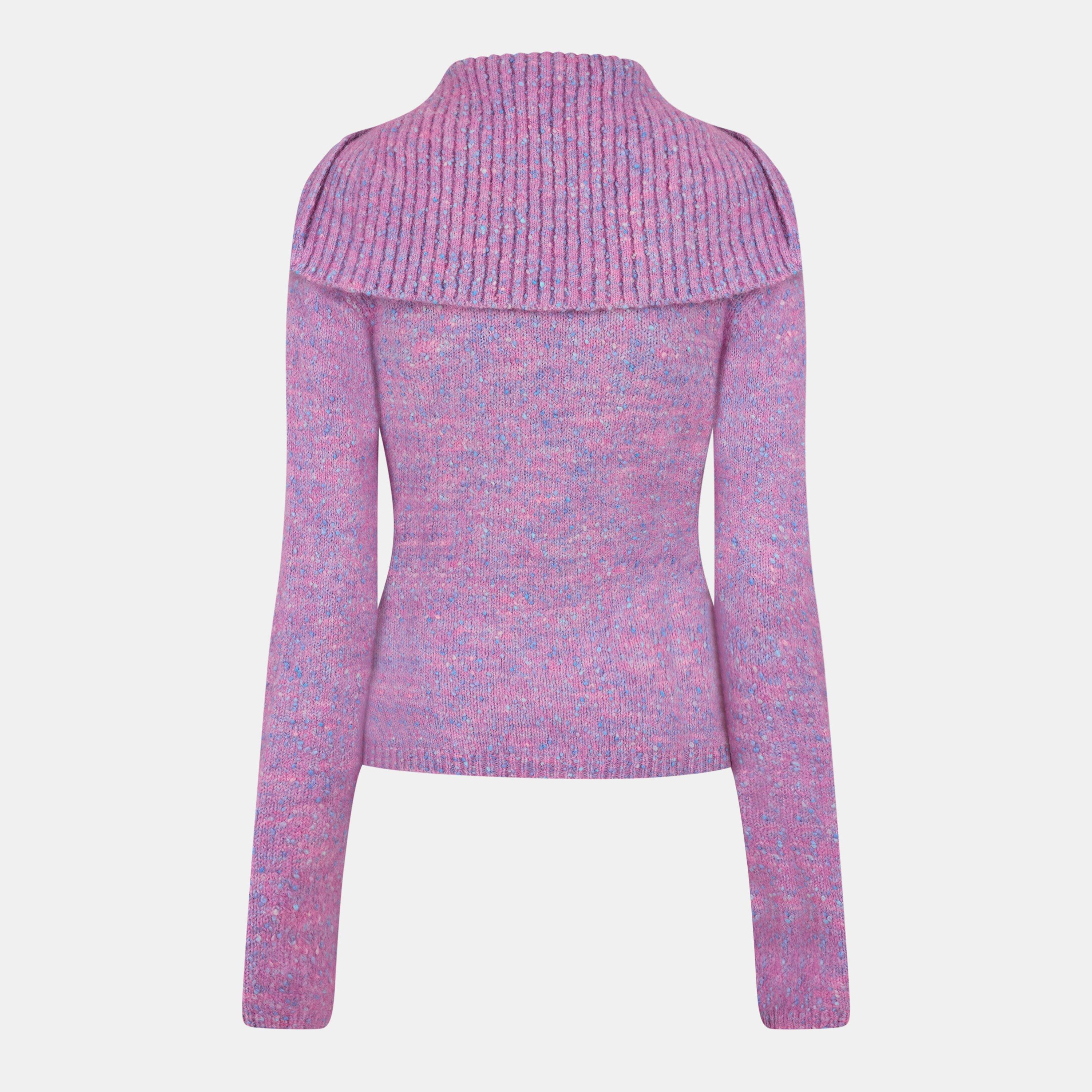 Rose Violet - Ganni - Women's High Neck Cardigan - 2