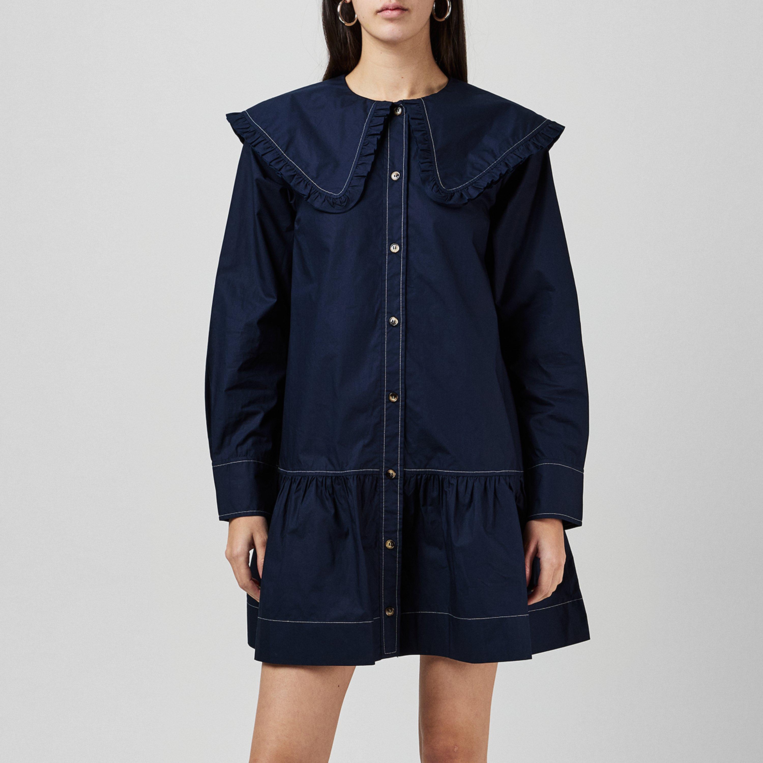 Ganni Women's Collar Shirt Dress - Sky Captain - Size 8 (34)