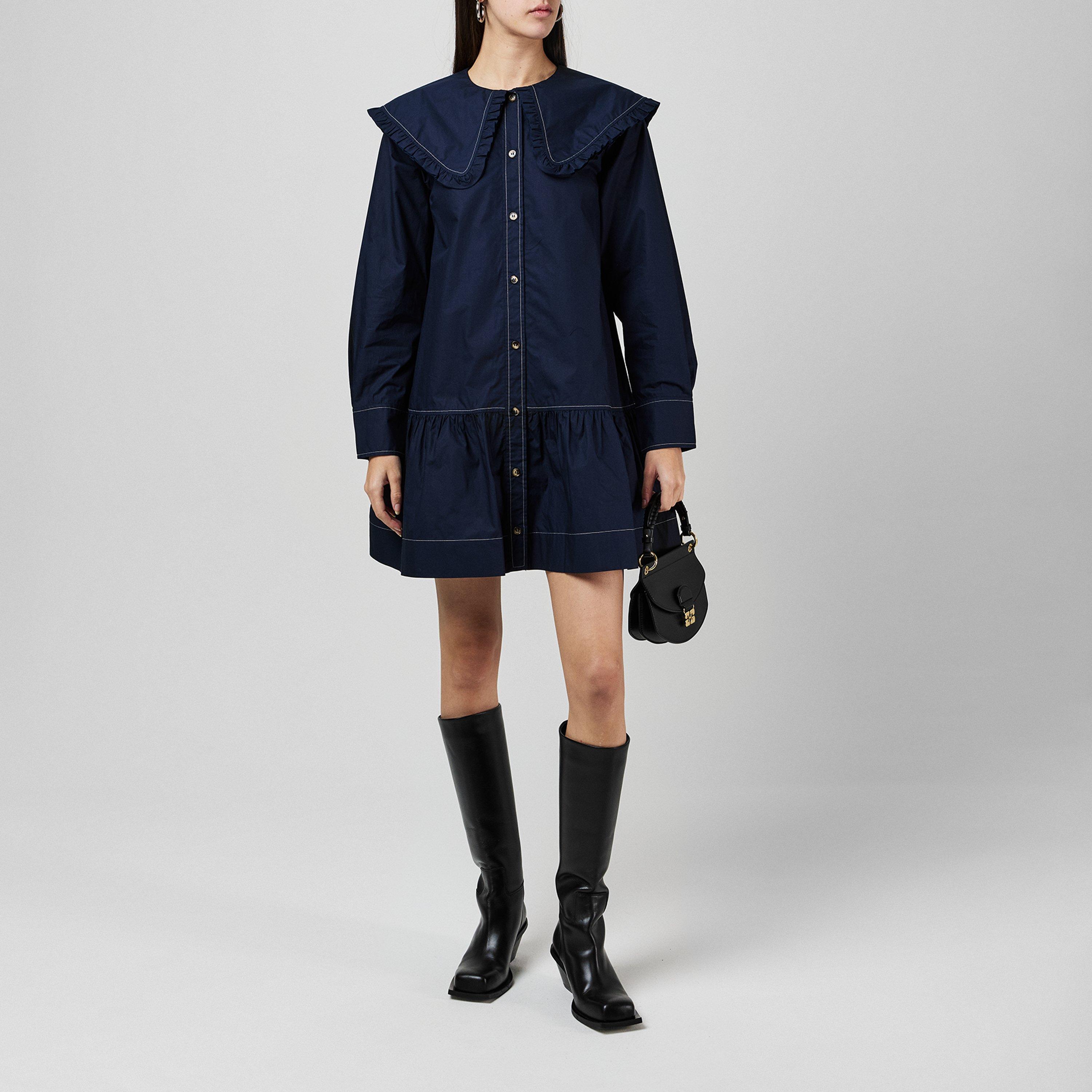 Sky Captain - Ganni - Women's Collar Shirt Dress - 4