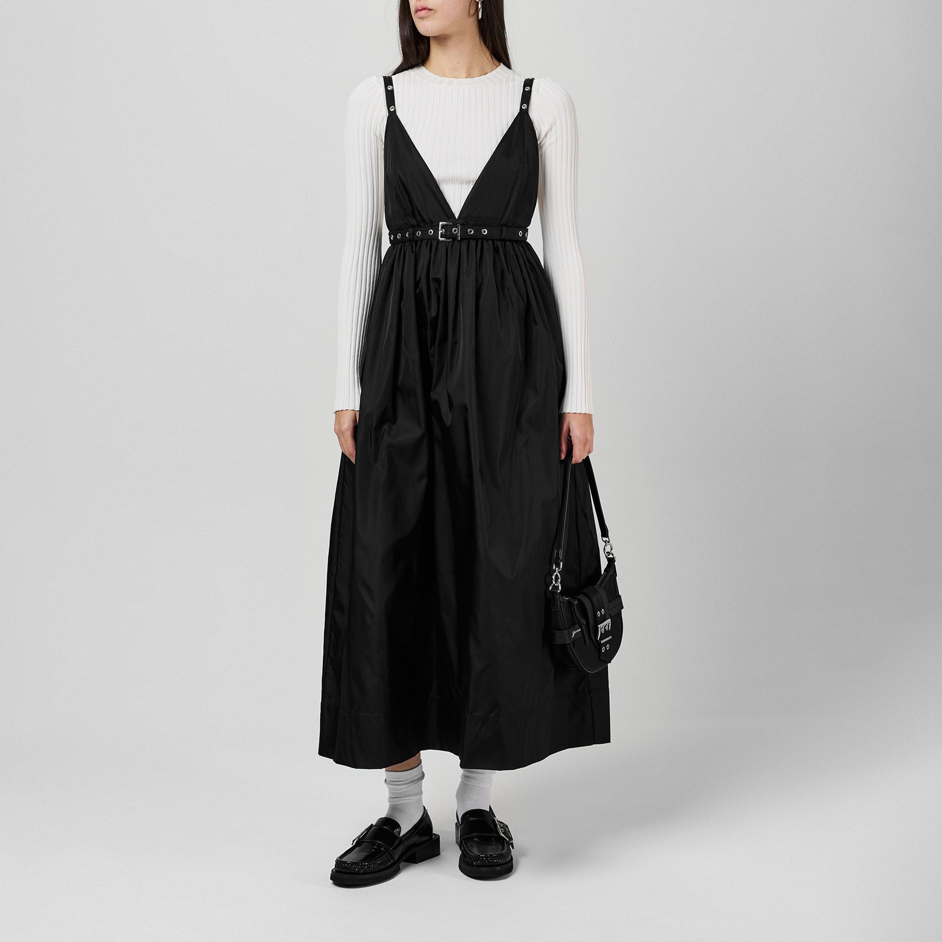 Black - Ganni - Women's Lightweight A Line Dress - 1