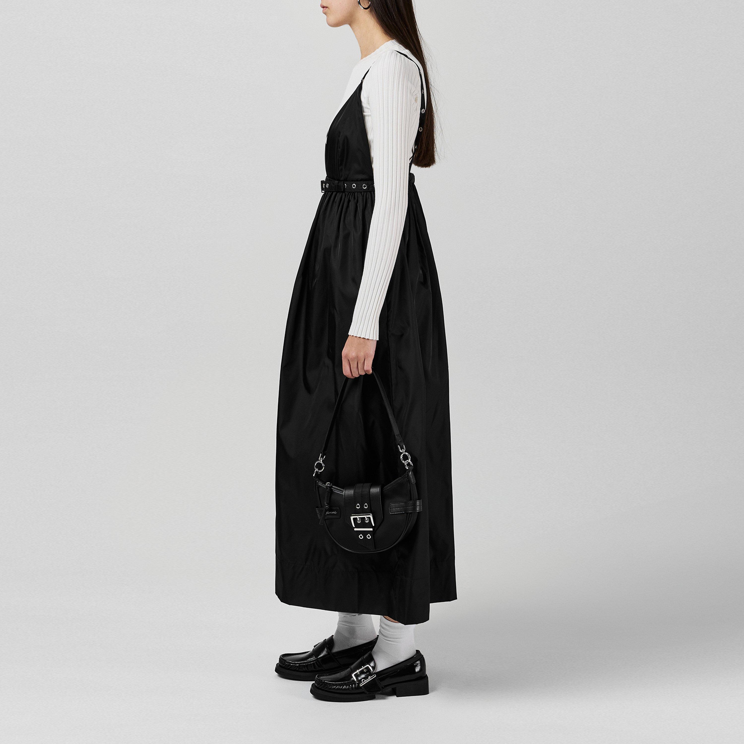 Black - Ganni - Women's Nylon A-Line Dress - 2