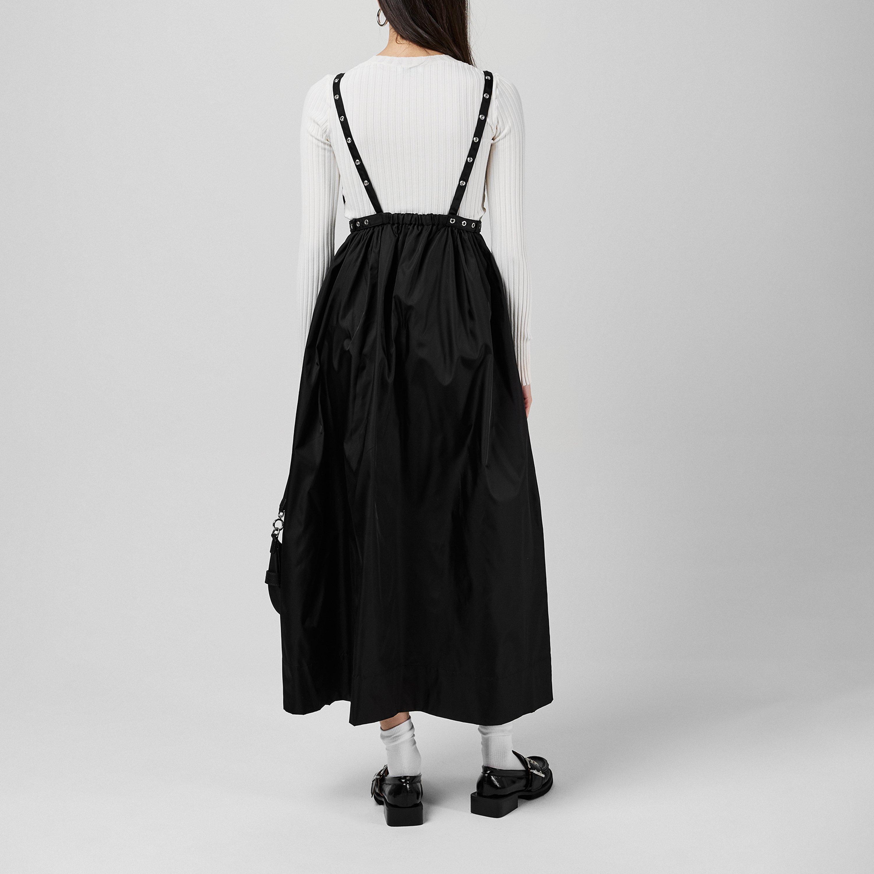 Black - Ganni - Women's Nylon A-Line Dress - 3