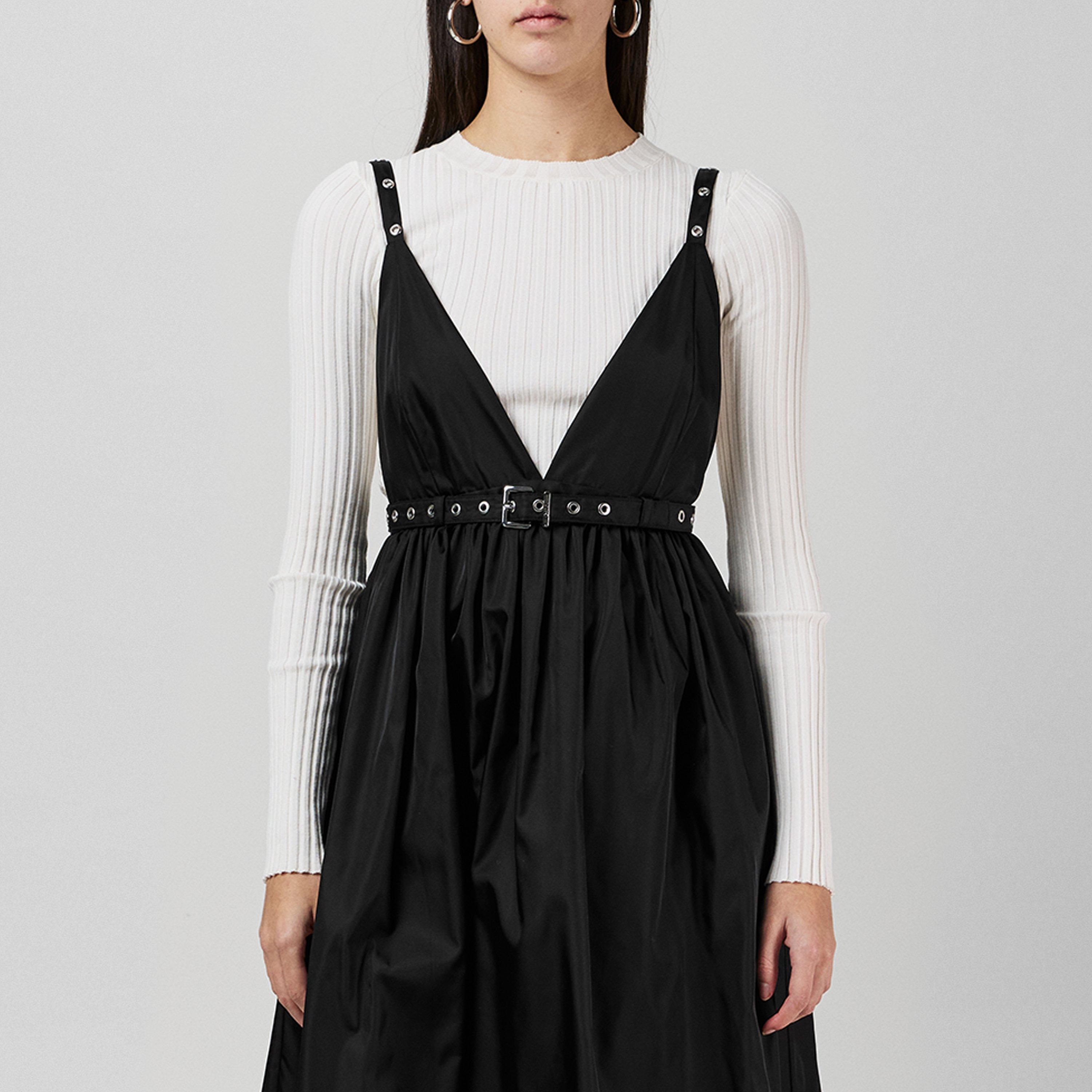 Black - Ganni - Women's Nylon A-Line Dress - 4