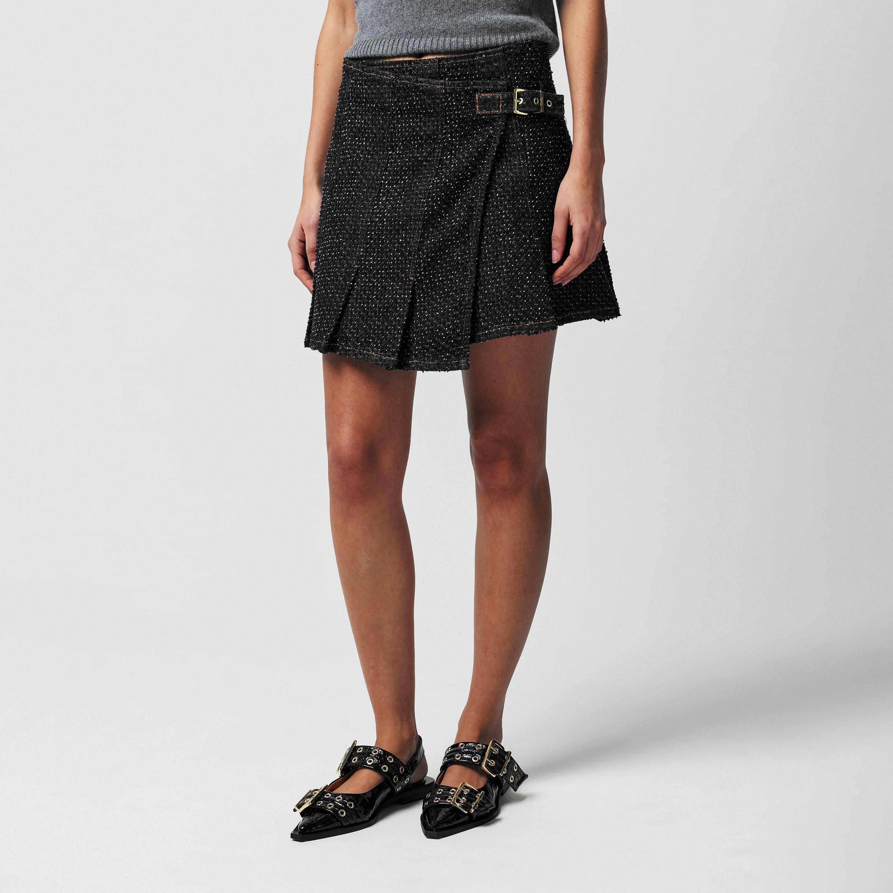 Ganni Women's Wrap Mini Pleated Skirt - Black - Size 8 (34)