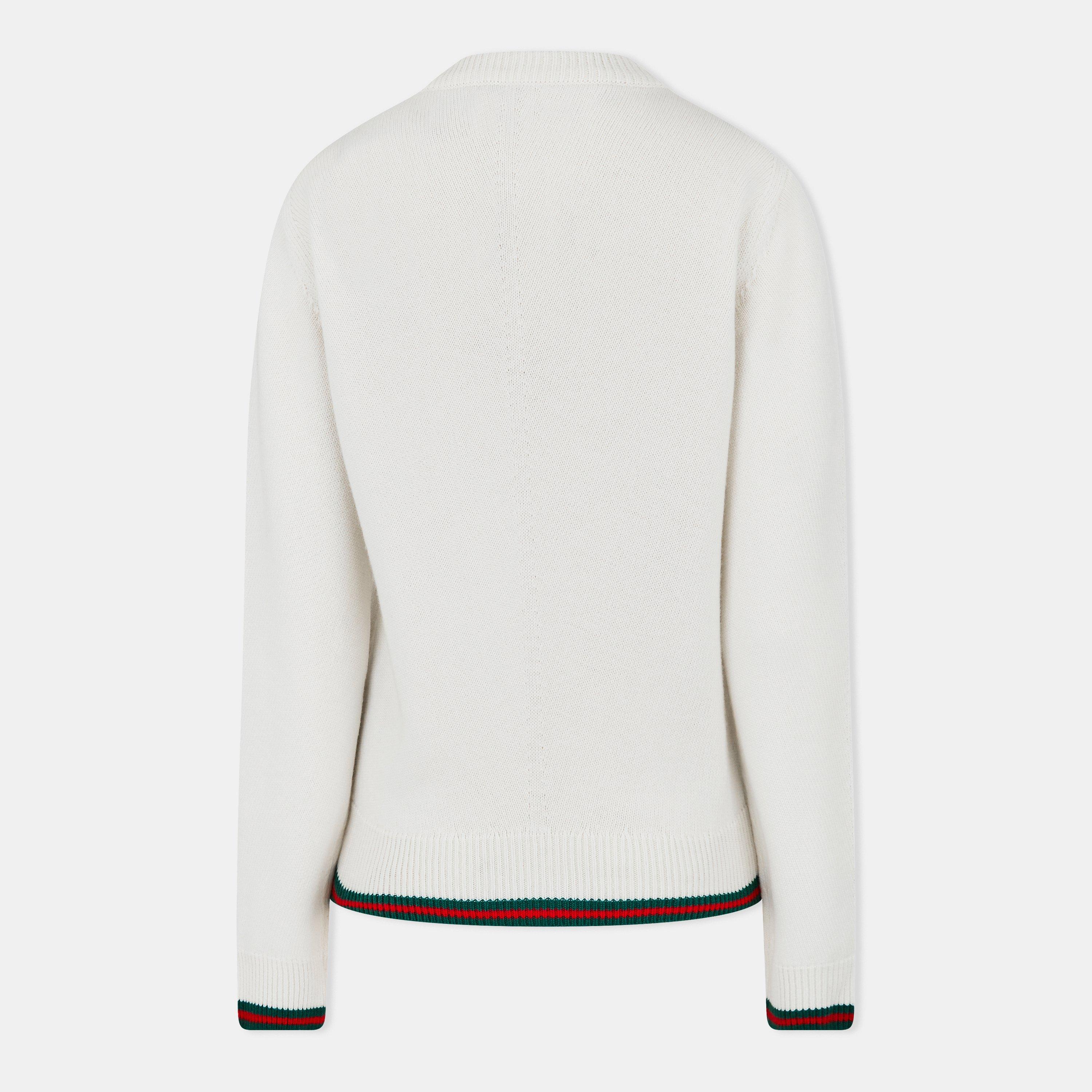 Ivory - Gucci - Wool & Cashmere Jumper With Web - 2