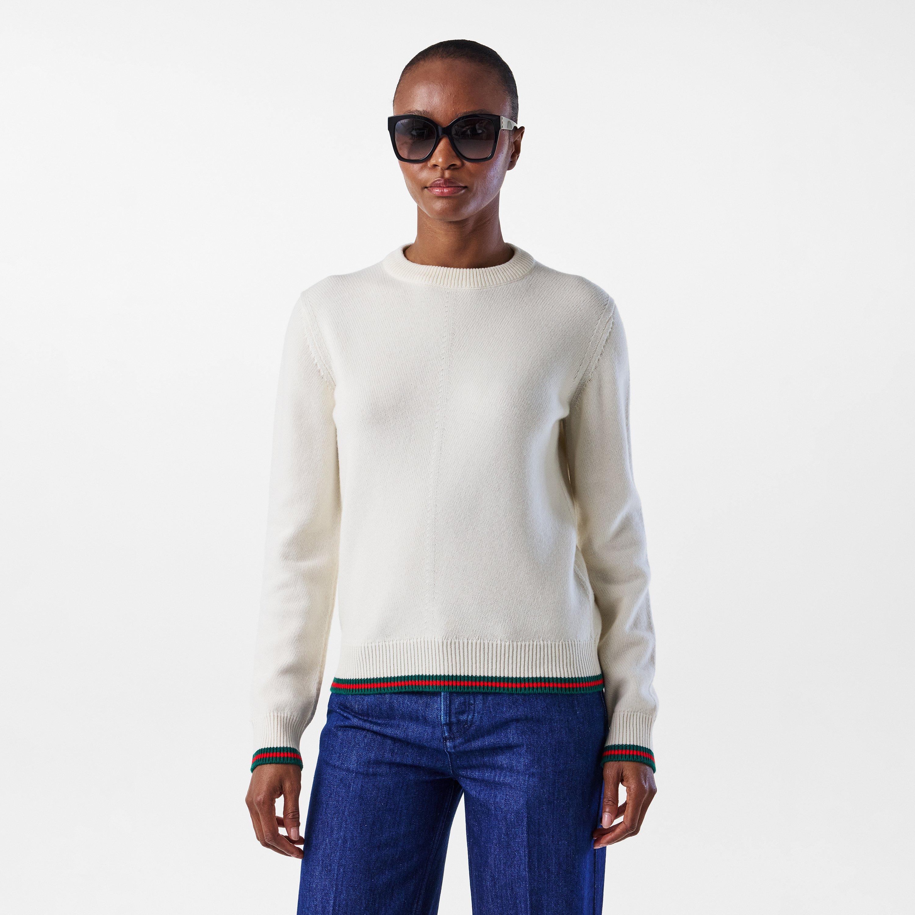 Ivory - Gucci - Wool & Cashmere Jumper With Web - 3