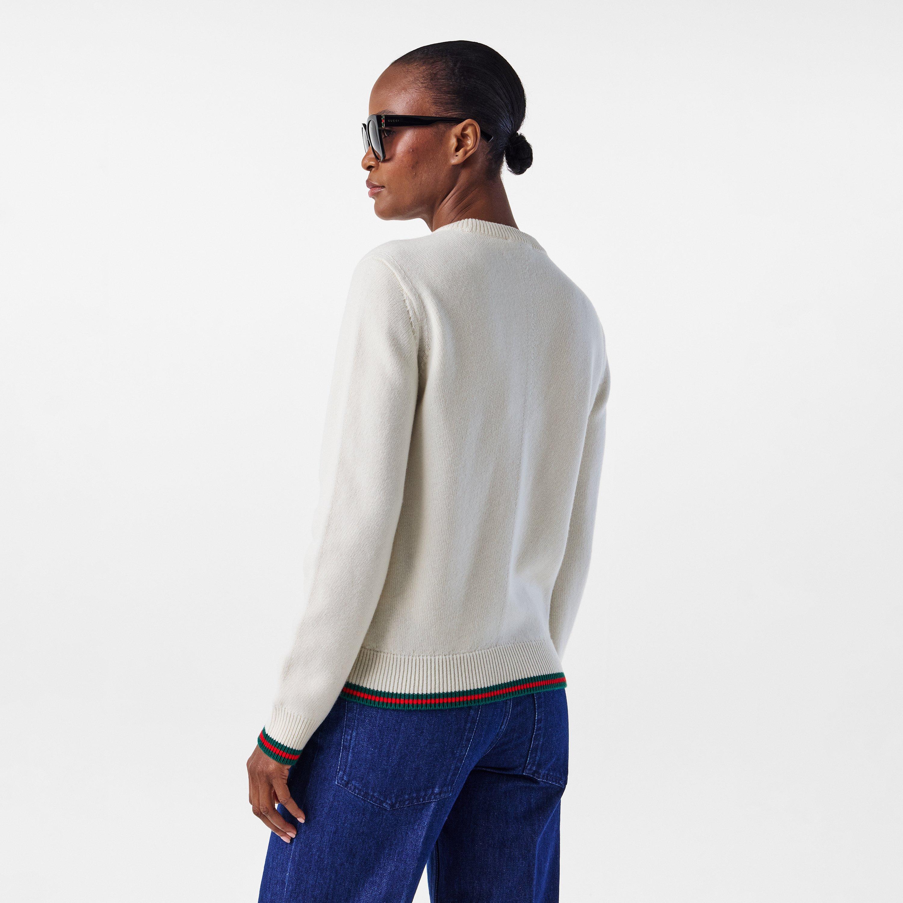 Ivory - Gucci - Wool & Cashmere Jumper With Web - 4