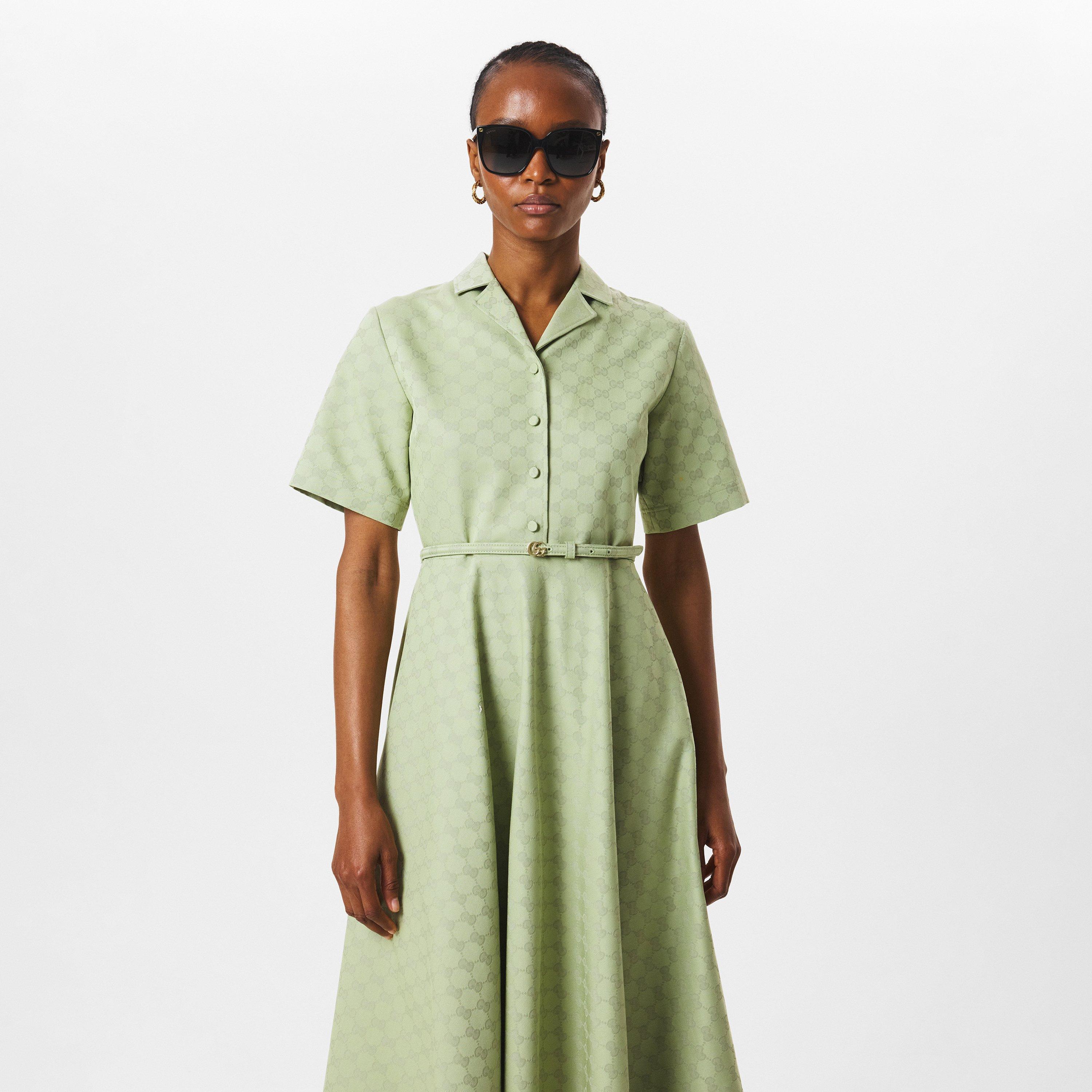 Silt Green - Gucci - Monogram Print Gabardine Dress - 3