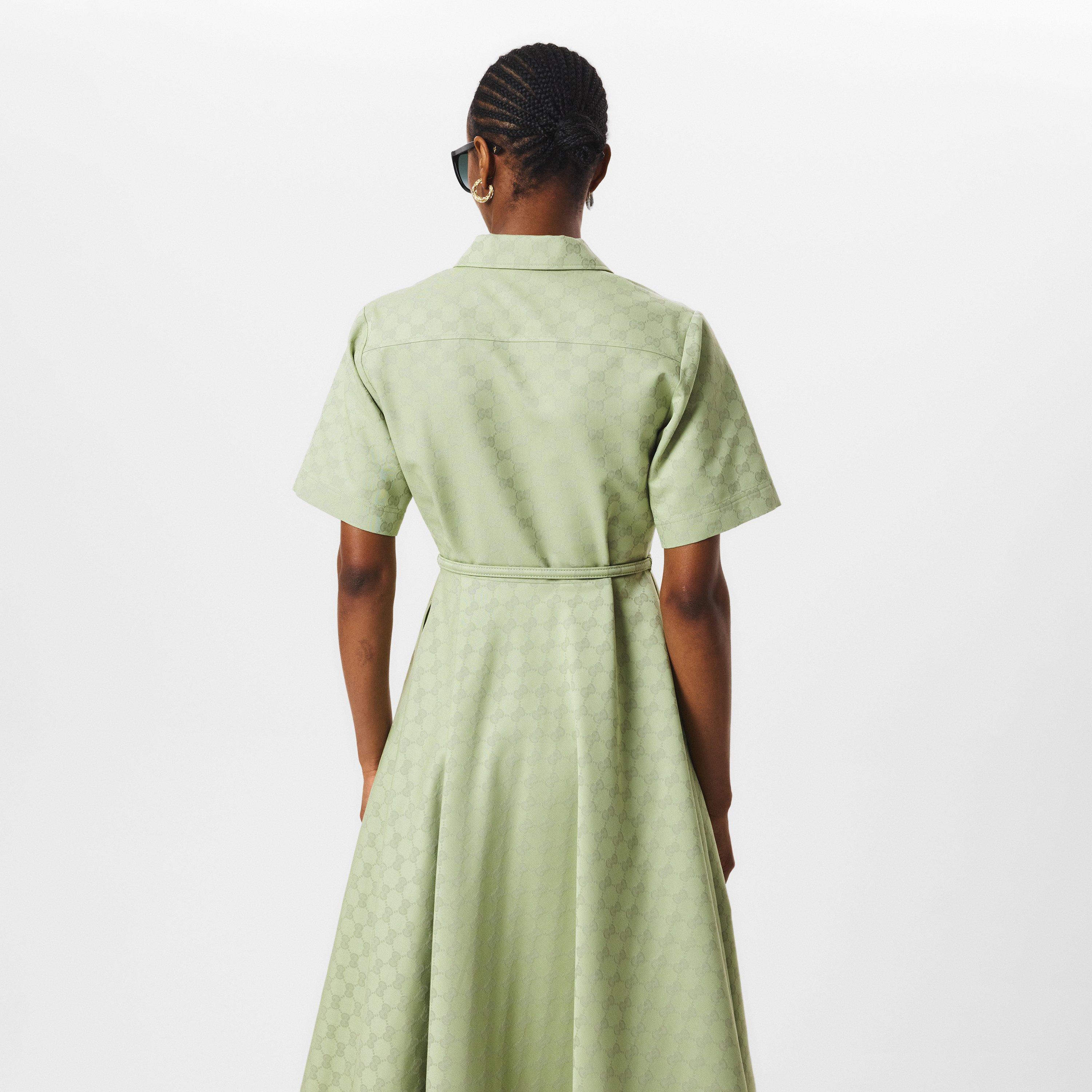 Silt Green - Gucci - Monogram Print Gabardine Dress - 4