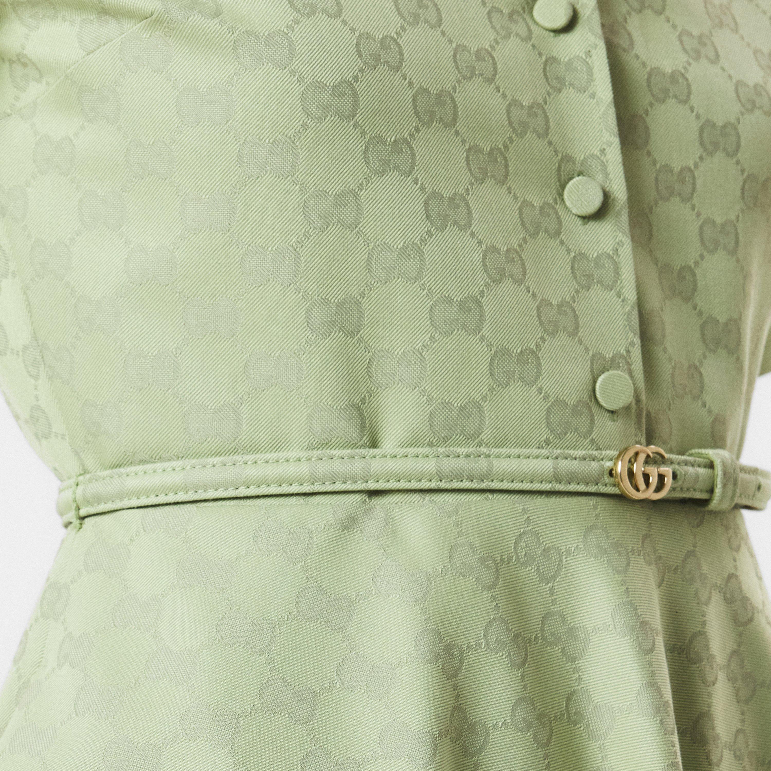 Silt Green - Gucci - Monogram Print Gabardine Dress - 5
