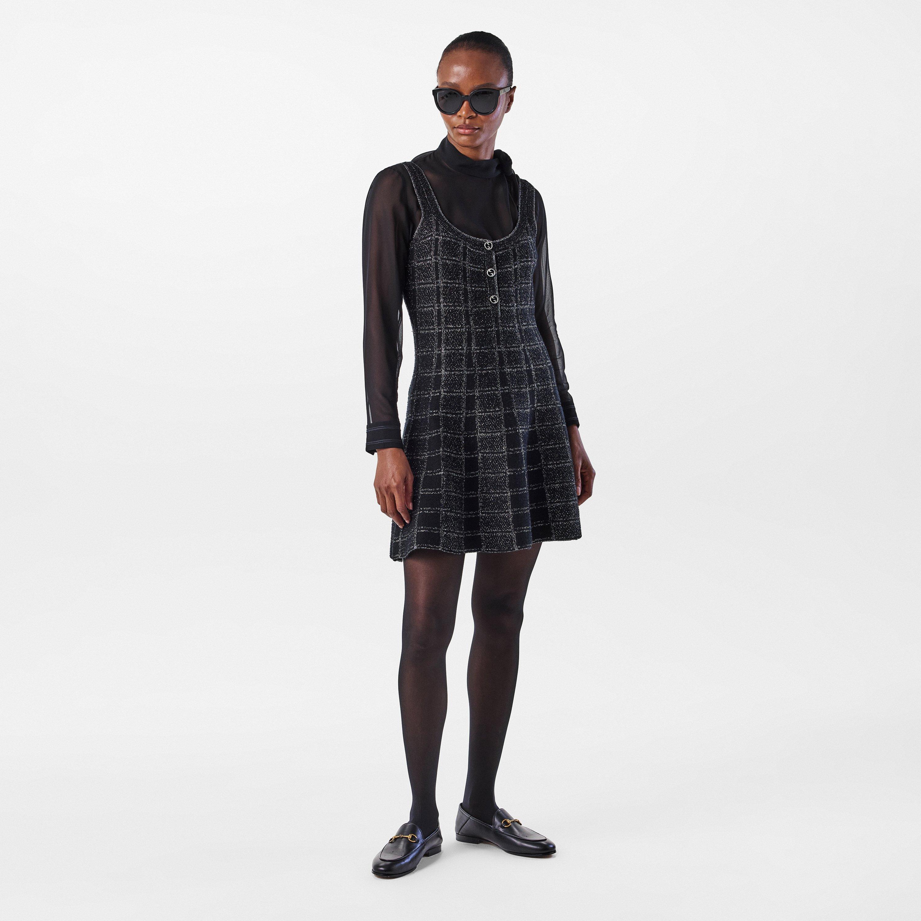 Black/Silver - Gucci - Lamé Button Dress - 6