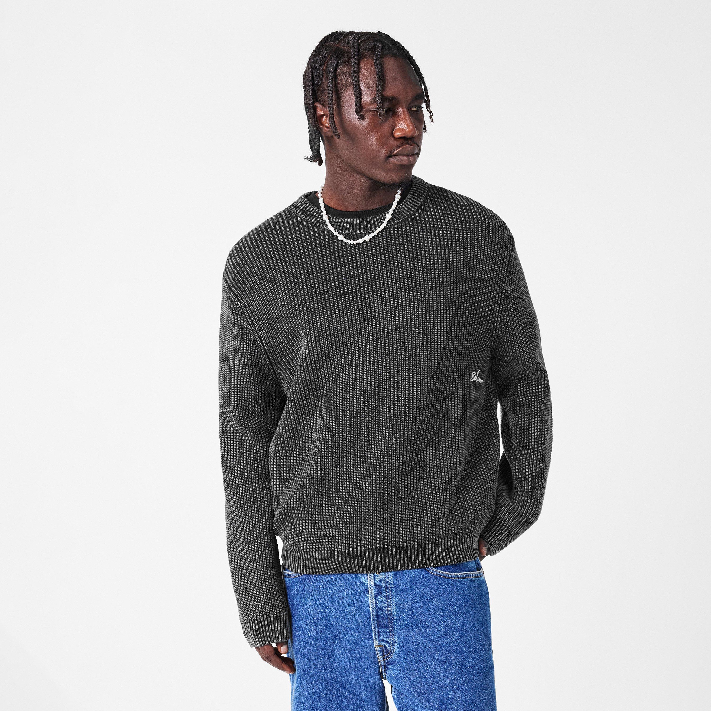 Washed Black - BELIER - Men's Crew Neck Rib Jumper - 3