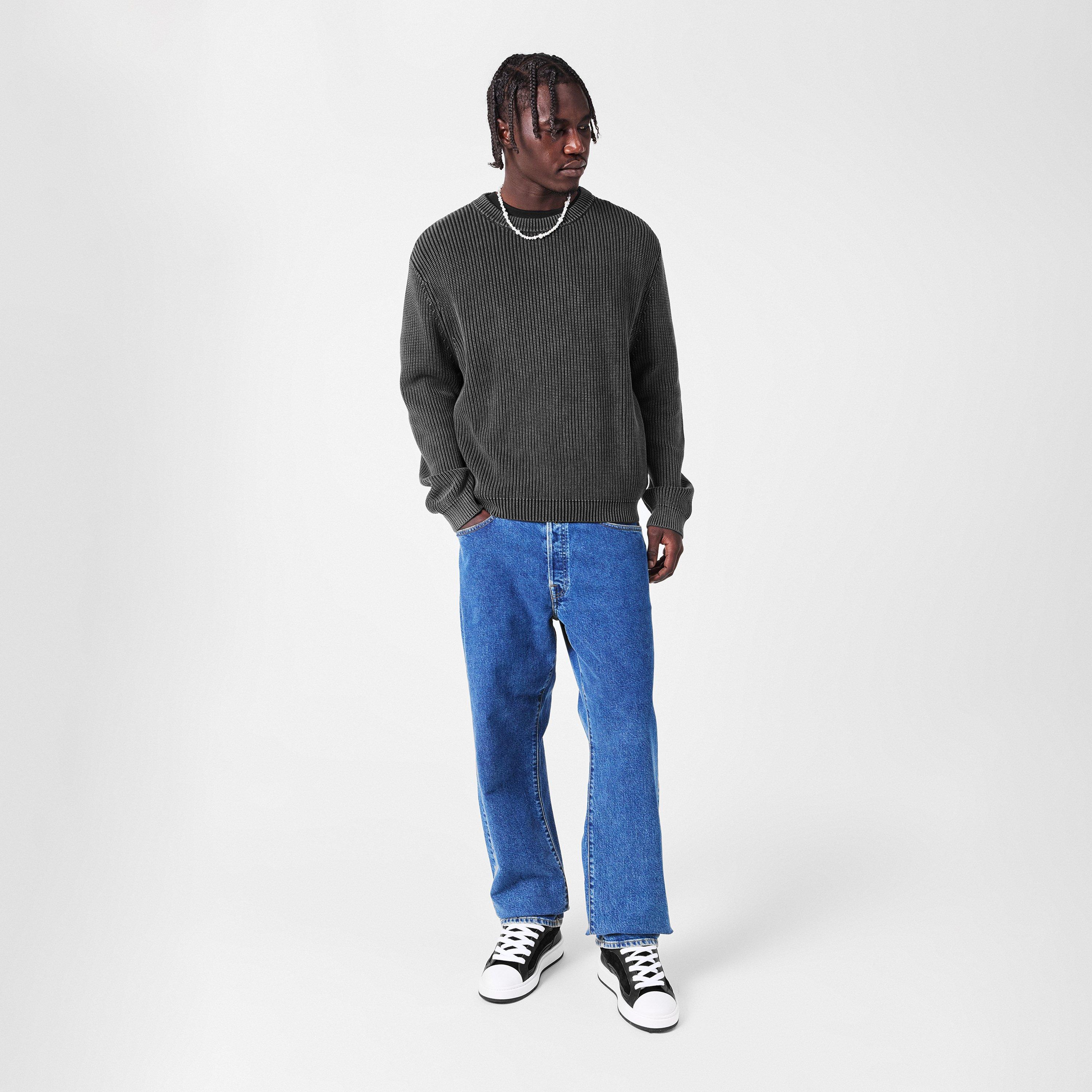 Washed Black - BELIER - Men's Crew Neck Rib Jumper - 6