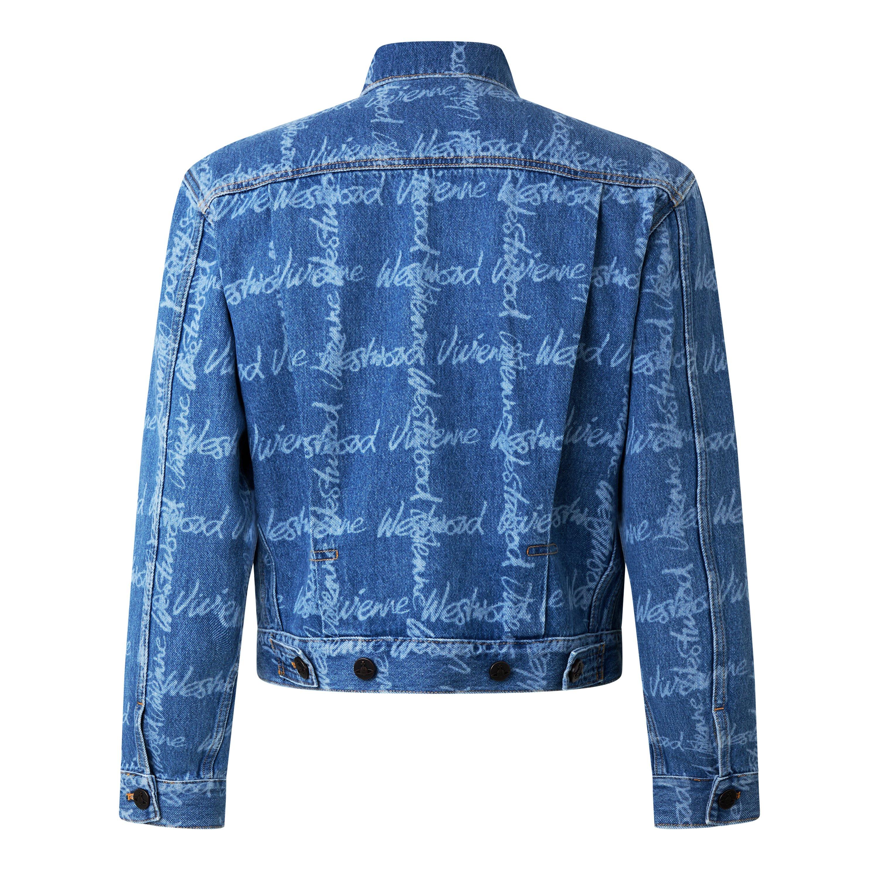 VW Grid Blue - Vivienne Westwood - Men's Marlene Cotton Long Sleeve Denim Jacket - 6