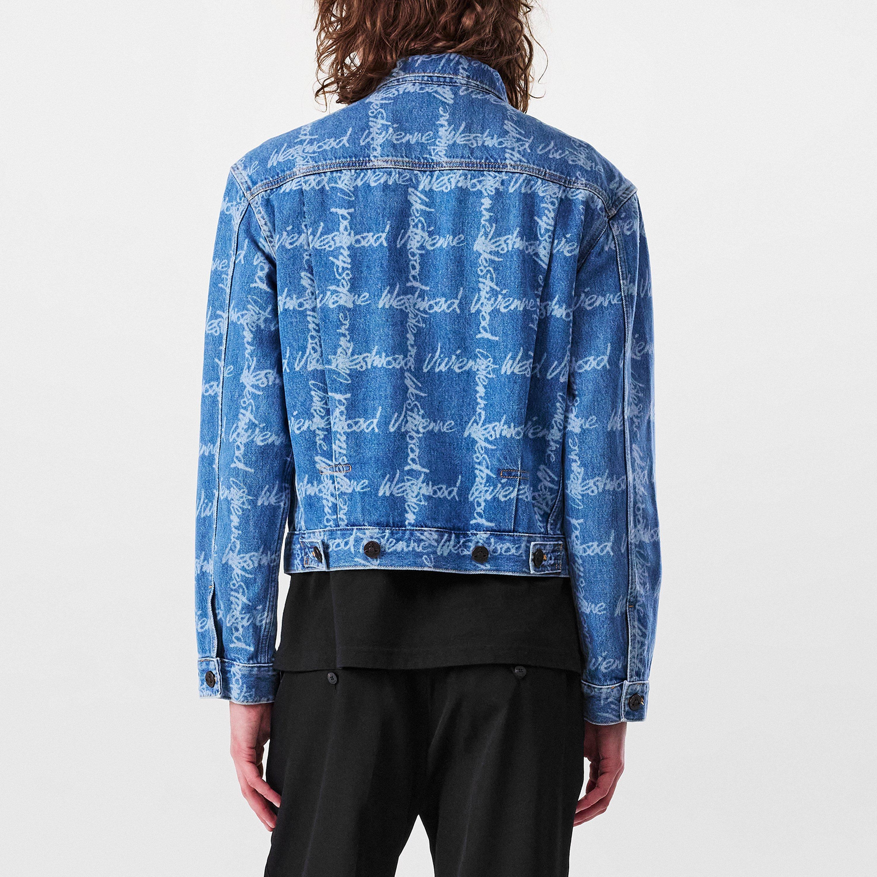 VW Grid Blue - Vivienne Westwood - Men's Marlene Cotton Long Sleeve Denim Jacket - 3