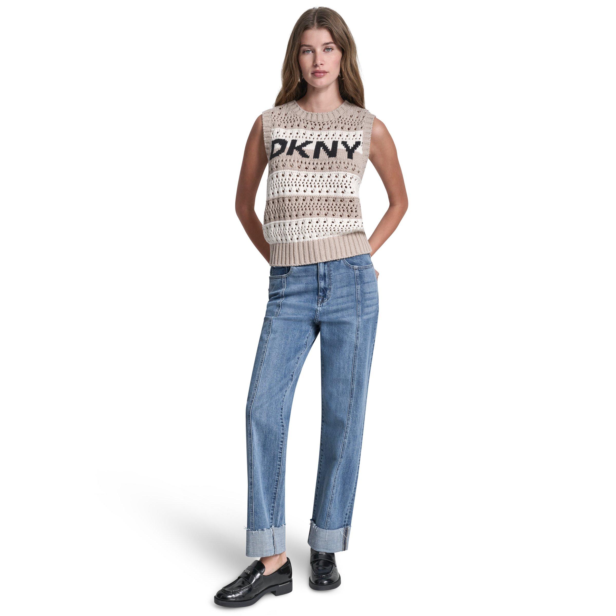 Pebble/Ivy/Blk - DKNY - DKNY Stripe Knt Vst Ld62 - 4