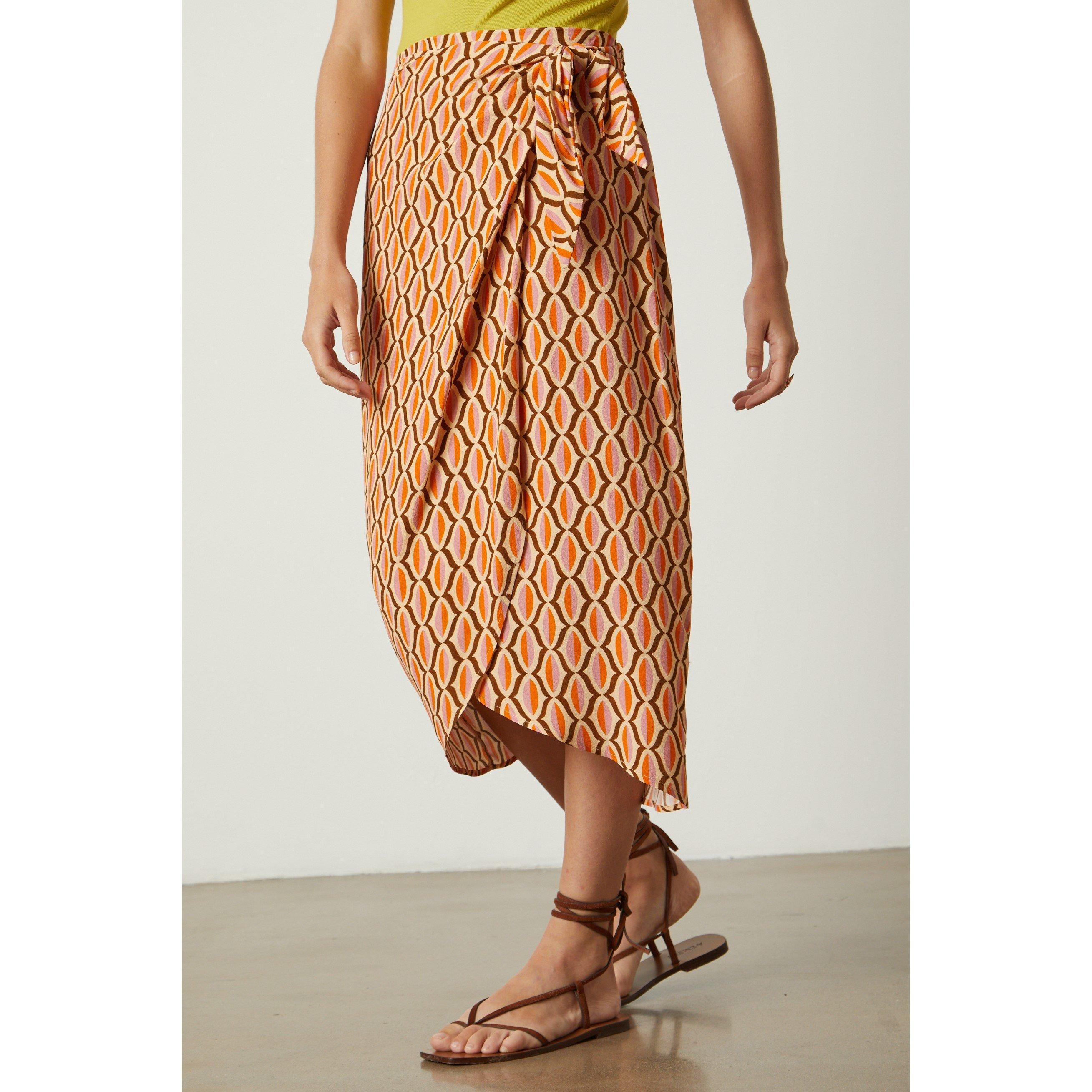 Orange - Velvet by Graham and Spencer - Women's Geo Midi Skirt - 1