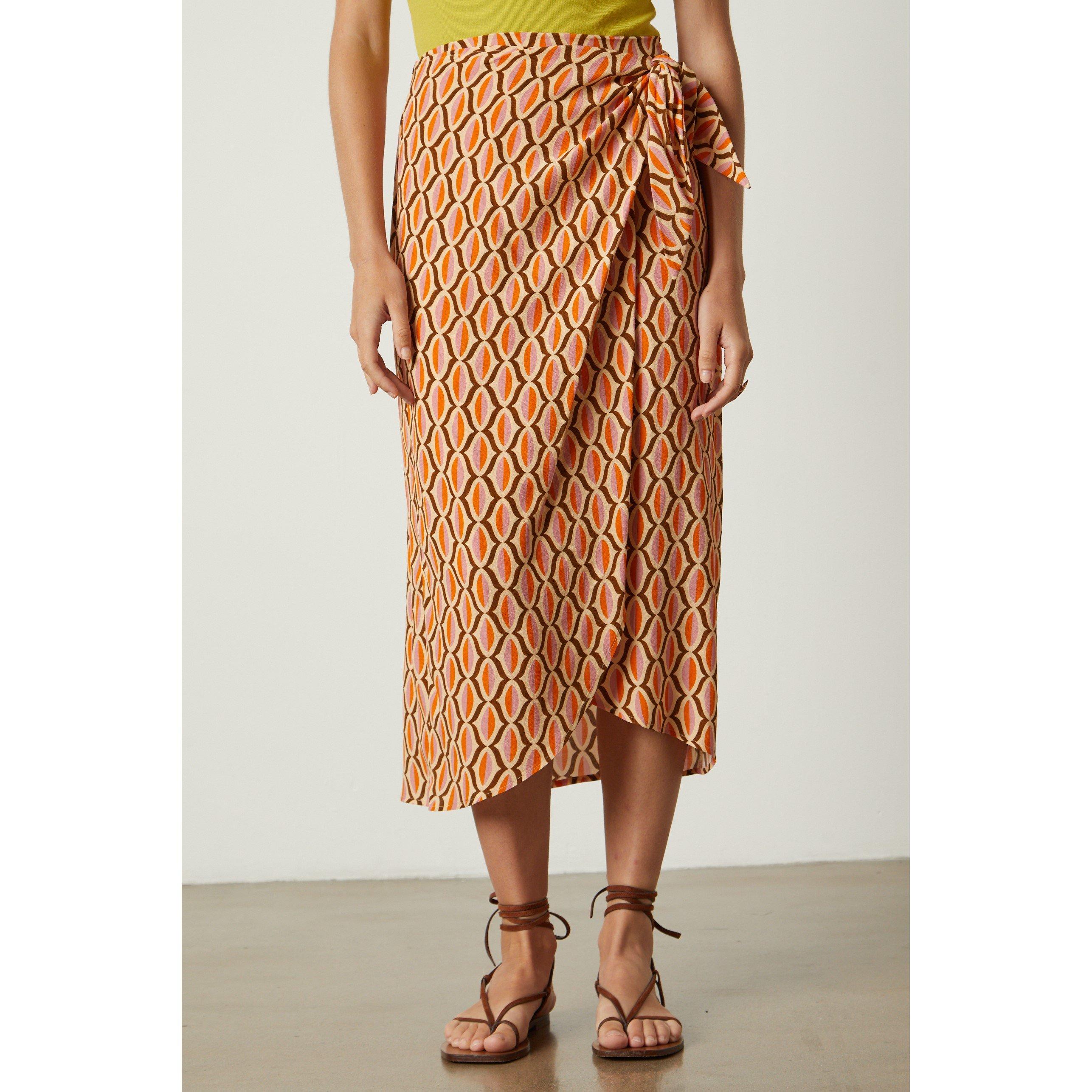 Orange - Velvet by Graham and Spencer - Women's Geo Midi Skirt - 3