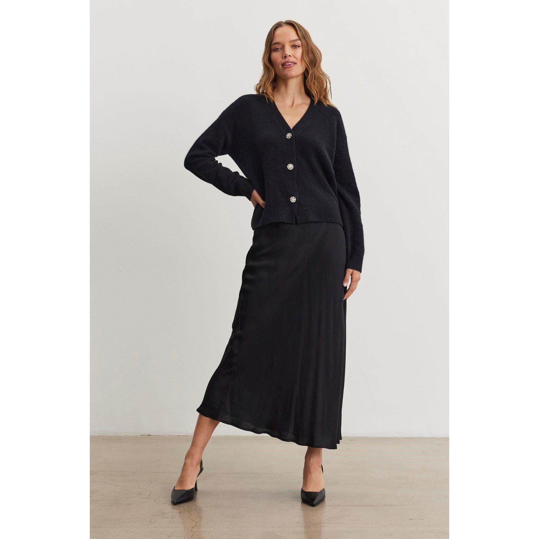 Black - Velvet by Graham and Spencer - Women's Midi Skirt - 3