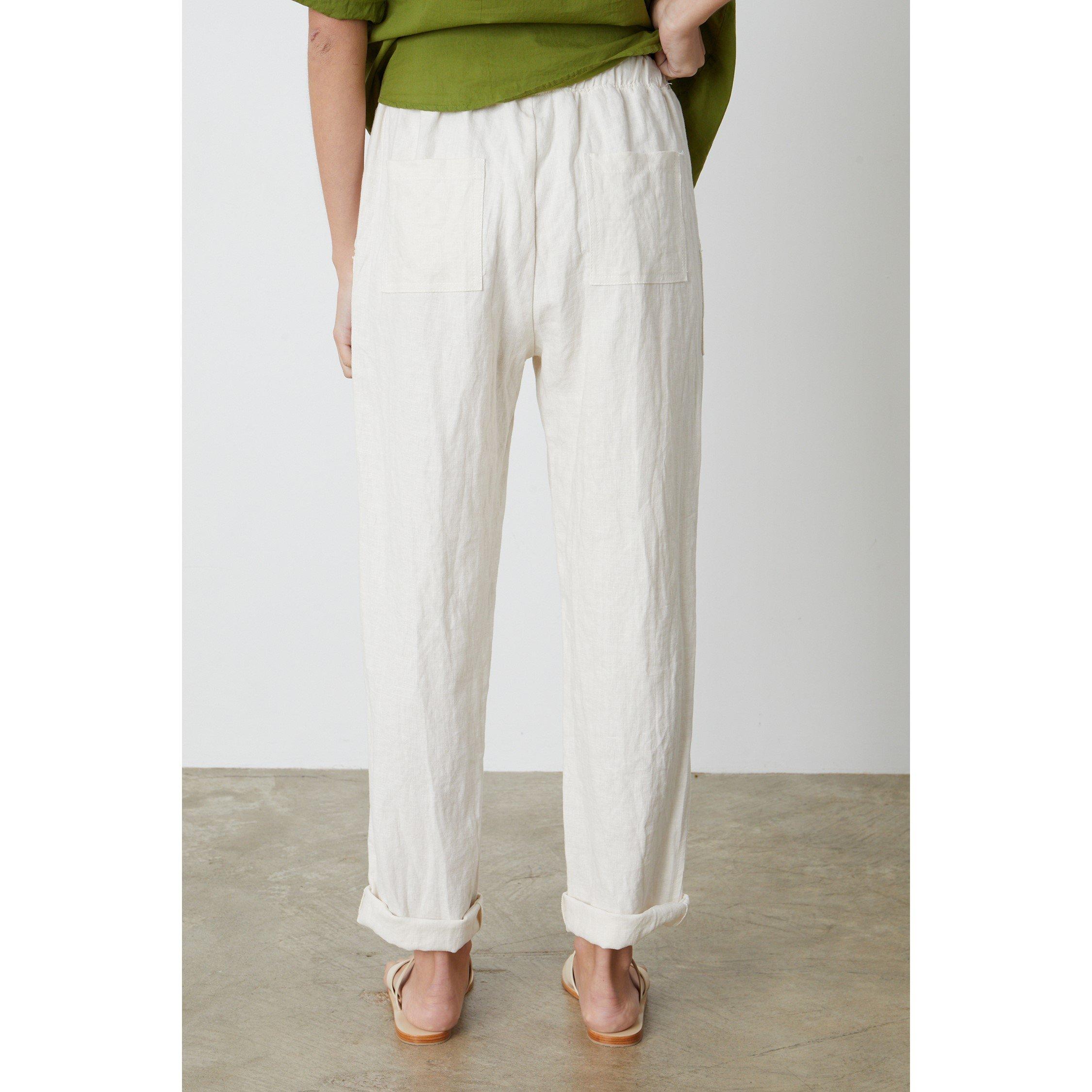 Chalk - Velvet by Graham and Spencer - Women's Linen Tailored Trousers - 2