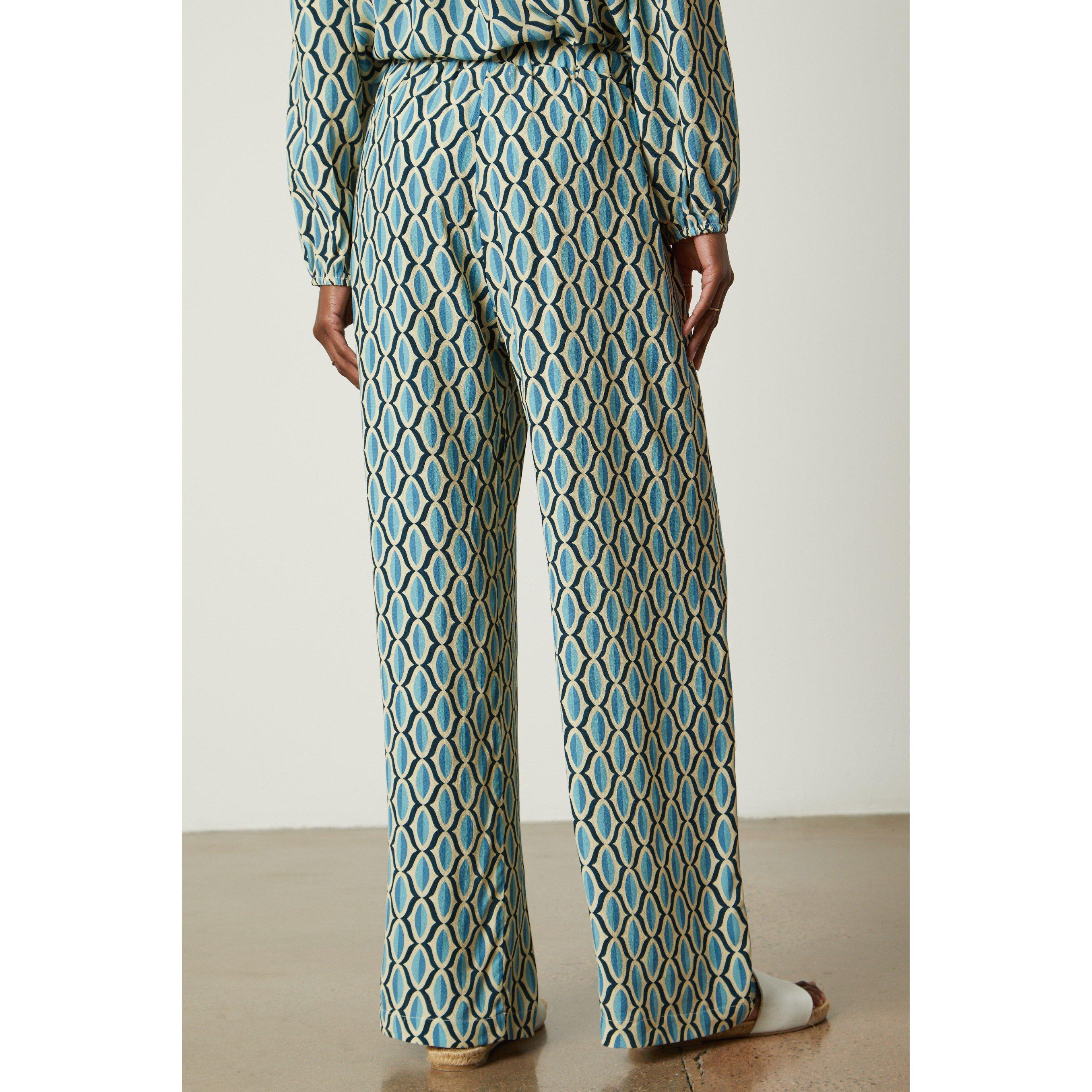 Blue - Velvet by Graham and Spencer - Women's Geo Tailored Trousers - 2