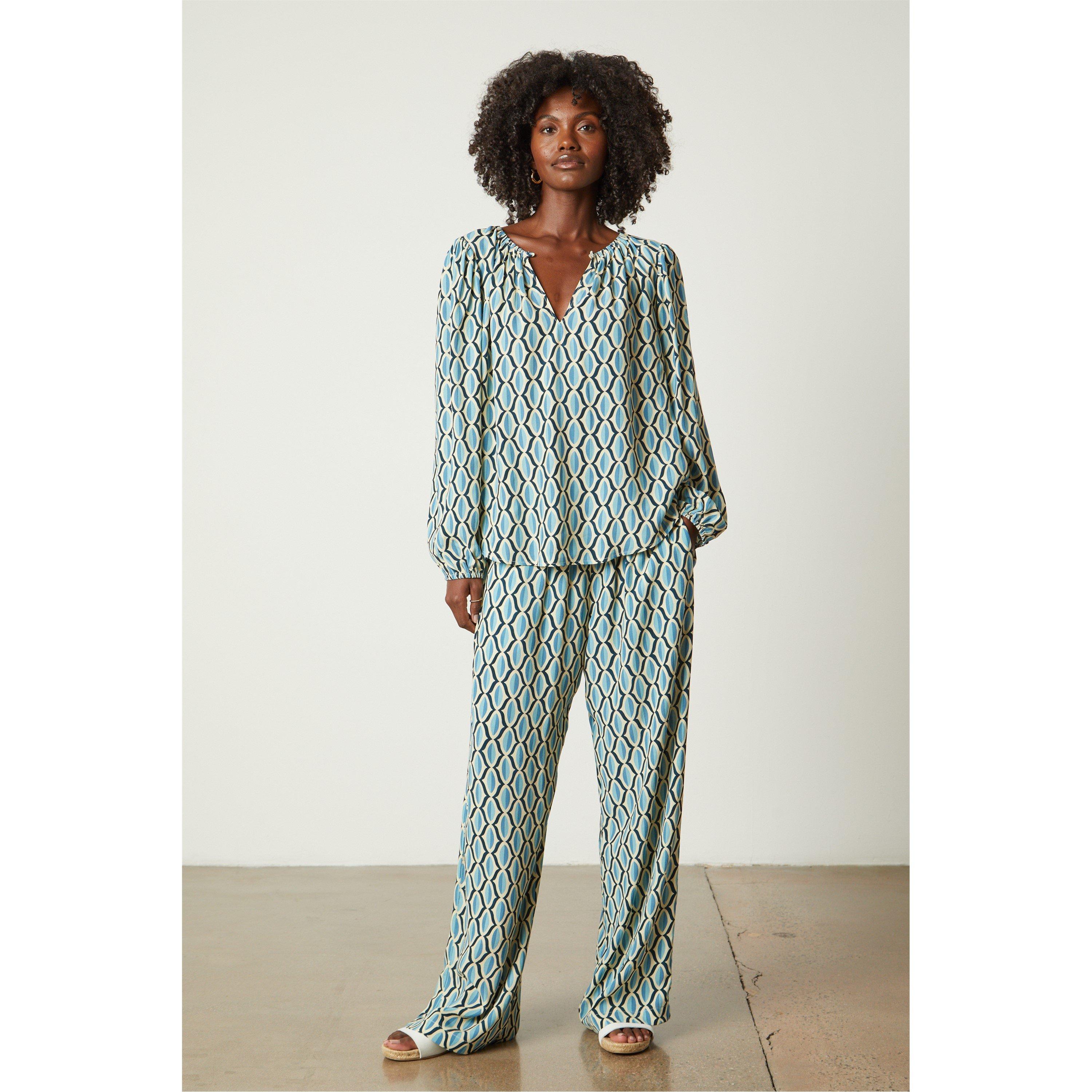 Blue - Velvet by Graham and Spencer - Women's Geo Tailored Trousers - 3