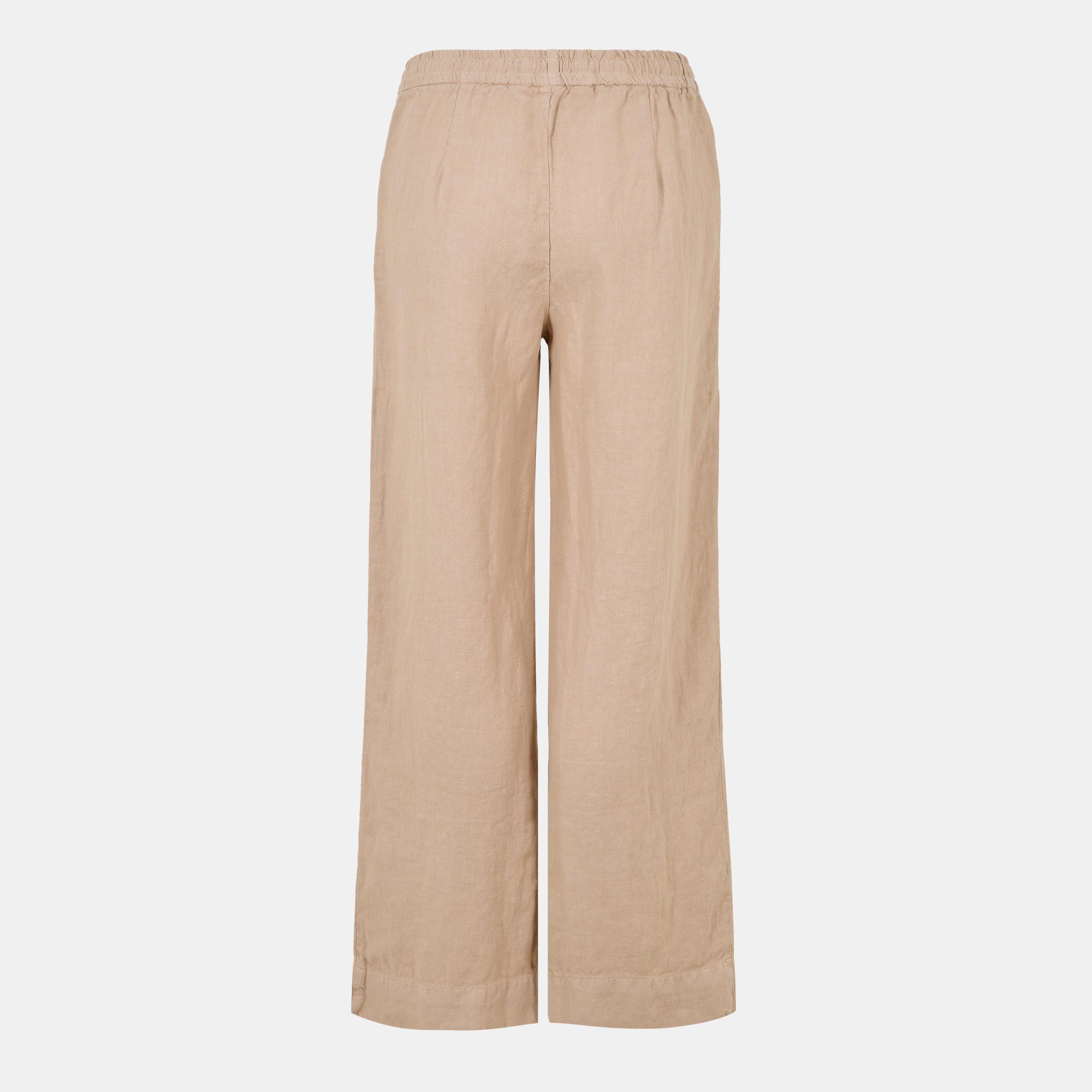 Khaki - Velvet by Graham and Spencer - Women's Linen Tailored Trousers - 2