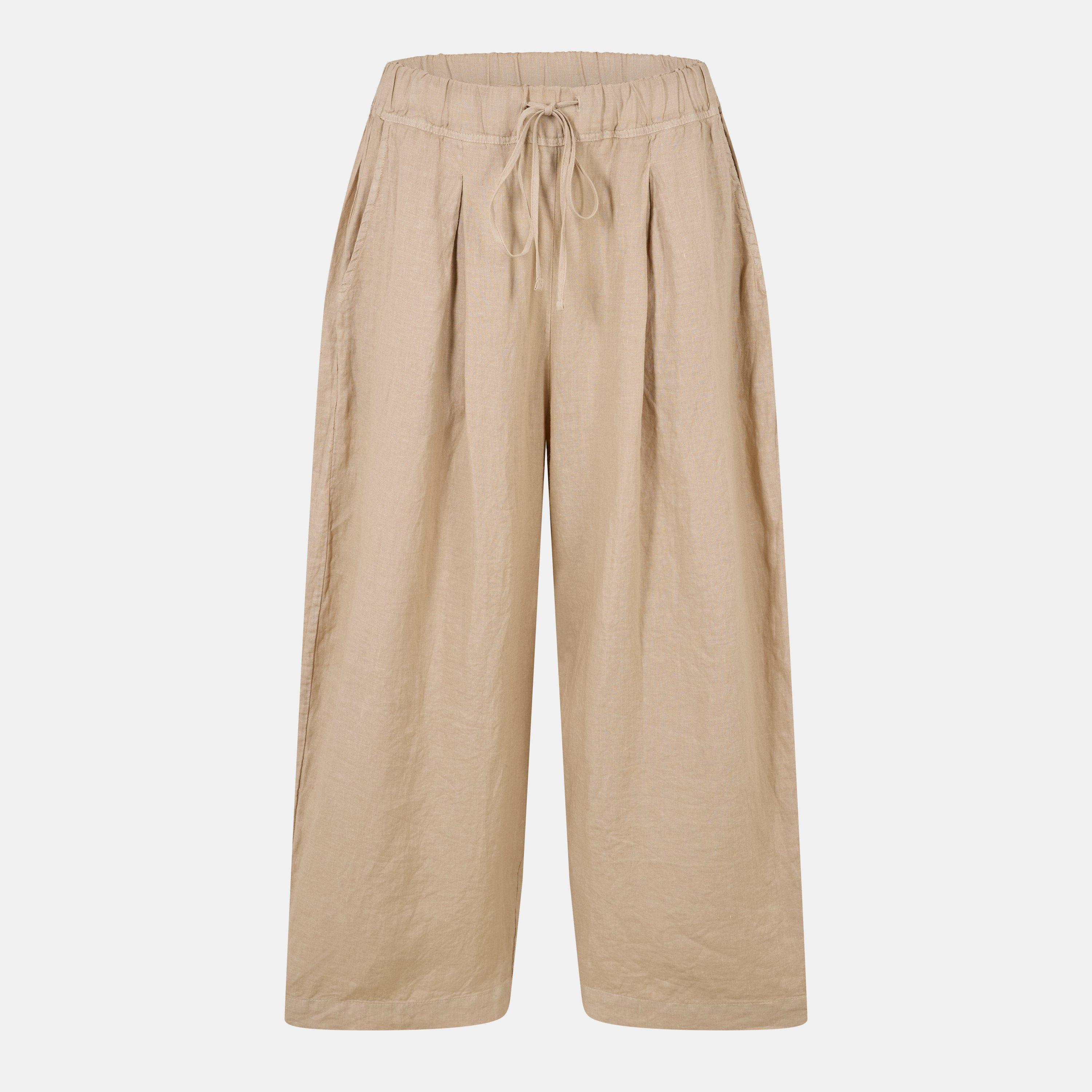 Velvet By Graham And Spencer Women's Linen Tailored Trousers - Biscuit - 10 (S)