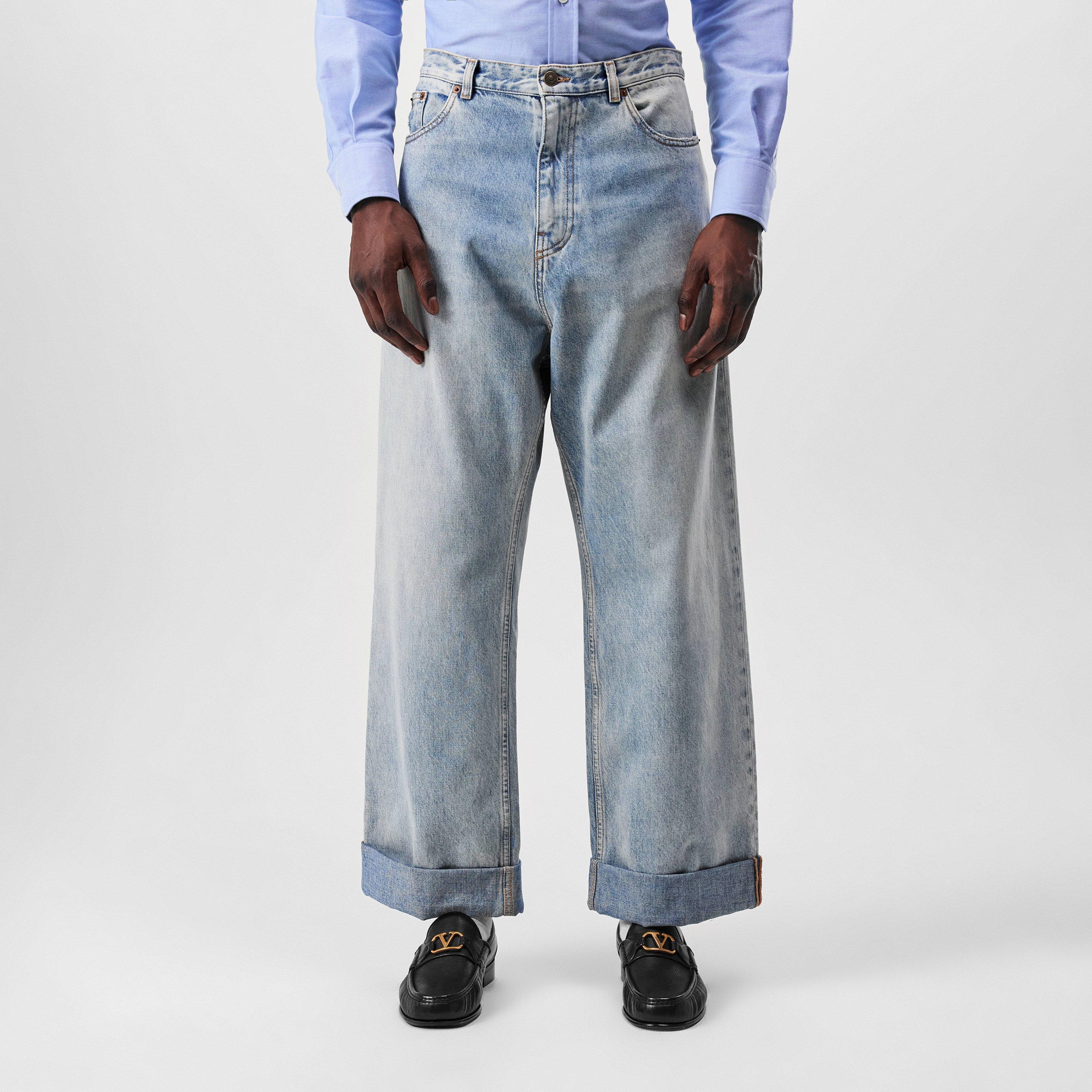 Lght Blue Denim - Valentino - Wide Leg Jeans - 1
