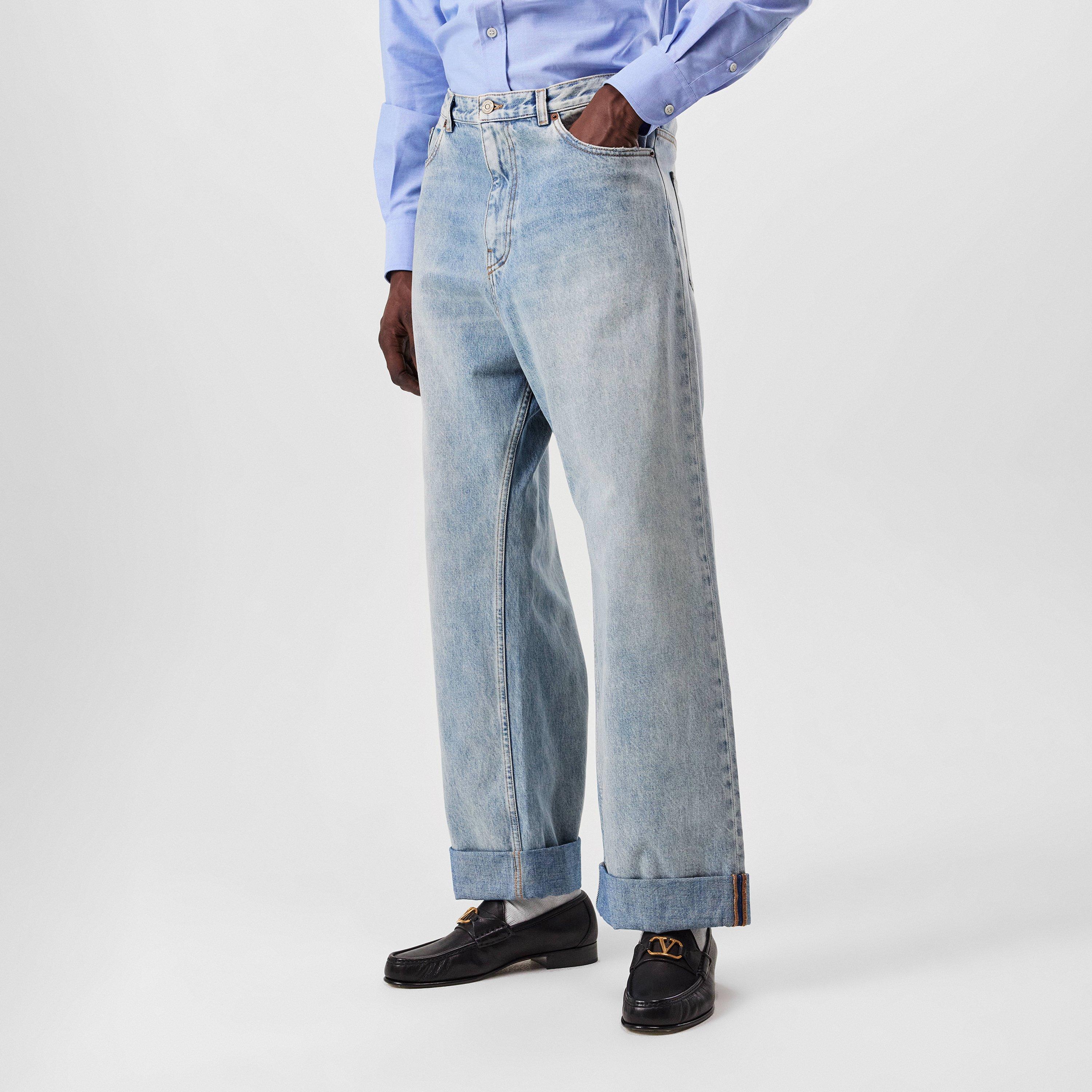 Lght Blue Denim - Valentino - Wide Leg Jeans - 2