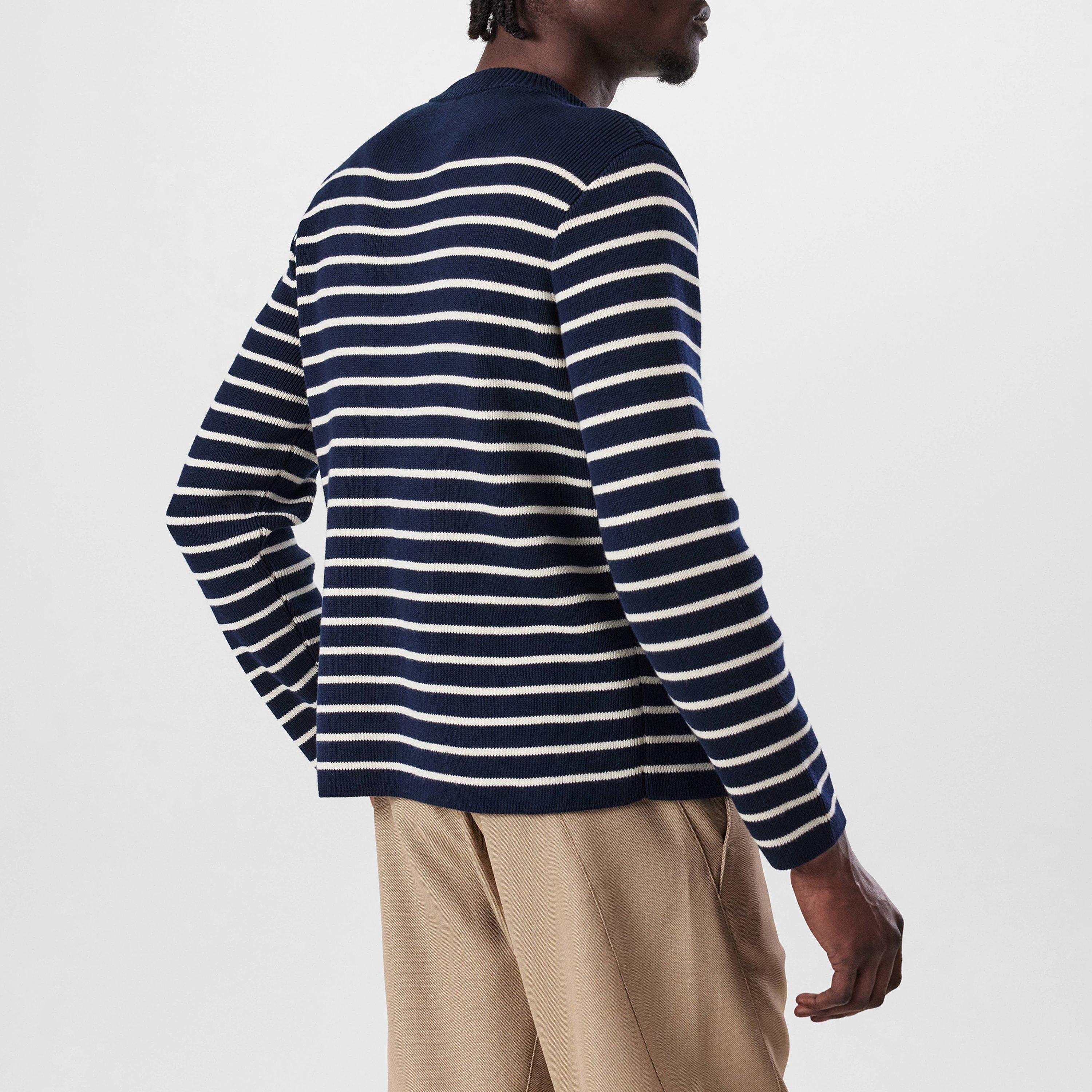 Indigo/Beige - Valentino - Men's Crew Neck Knitted Jumper - 3