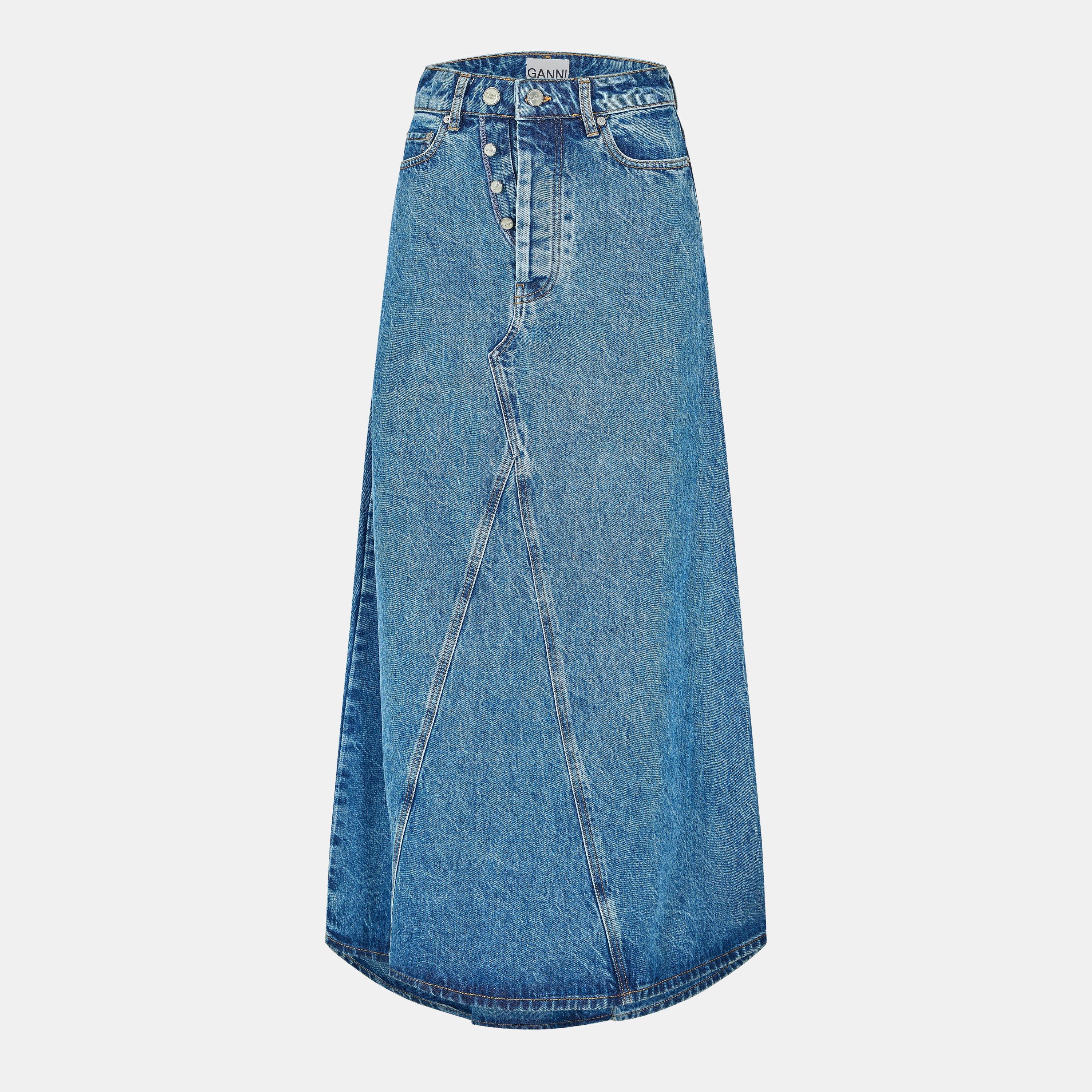 Ganni Women's Denim Maxi Skirt - Mid Blue Stone - N/A