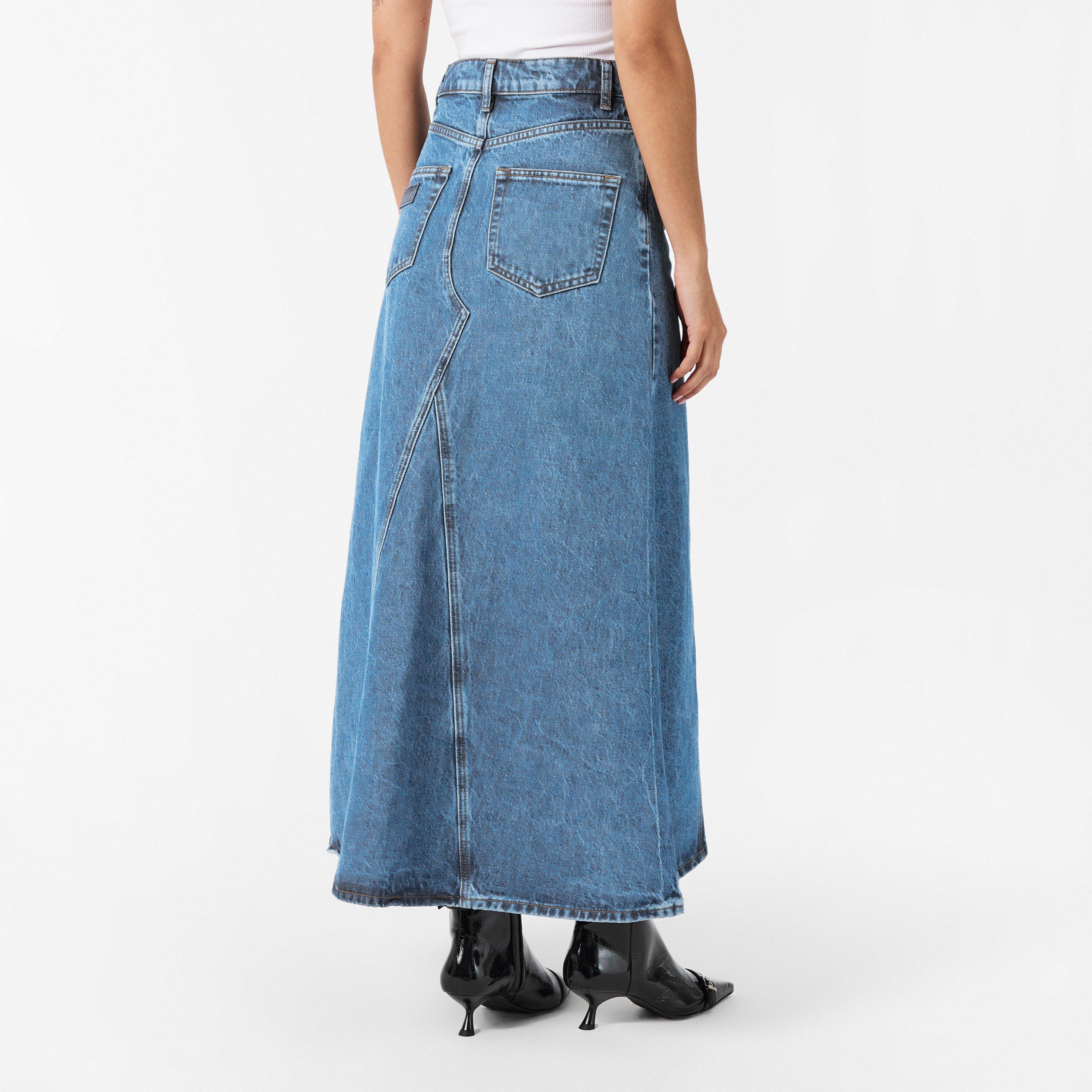 Mid Blue Stone - Ganni - Women's Denim Maxi Skirt - 4