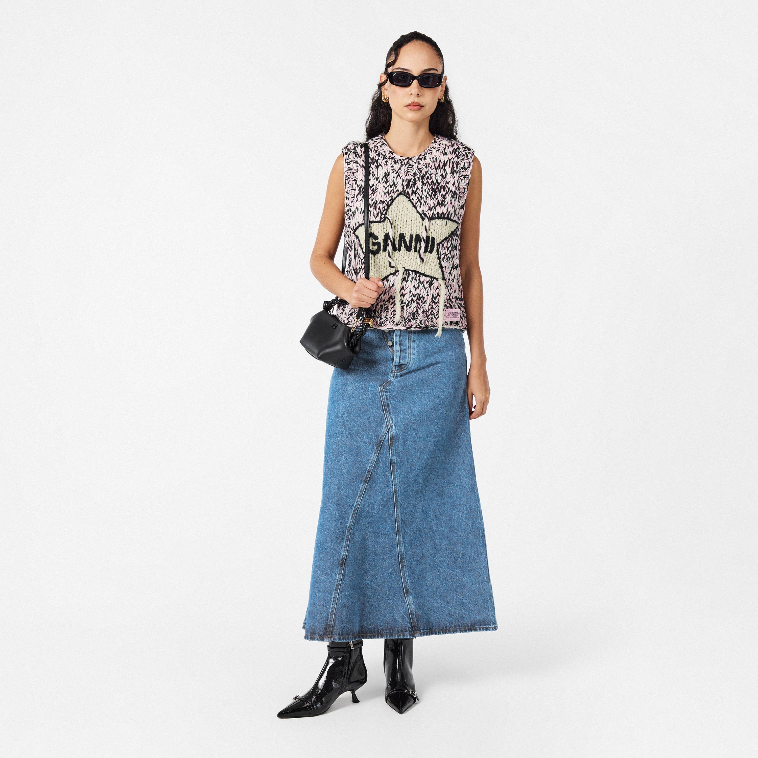 Mid Blue Stone - Ganni - Women's Denim Maxi Skirt - 6
