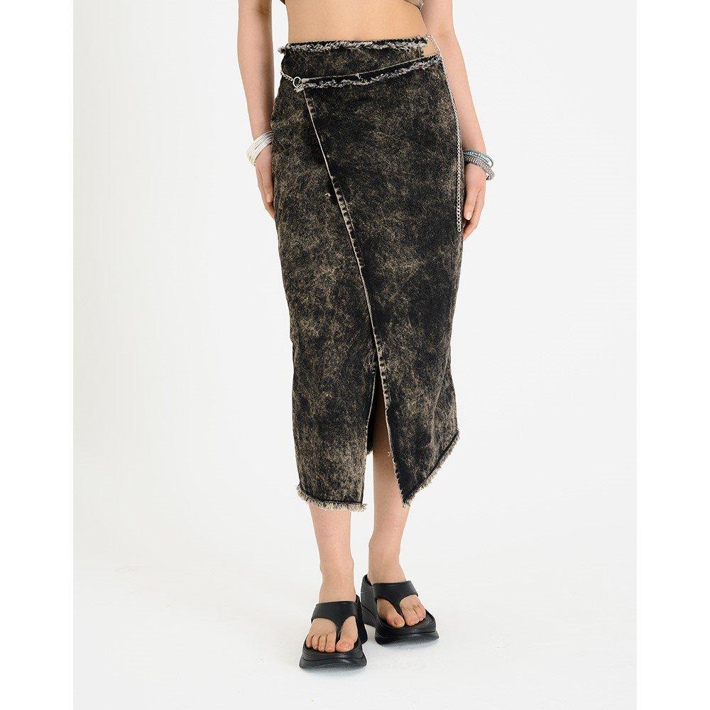 Brown - The Ragged Priest - Women's Rune Maxi Denim Skirt - 1