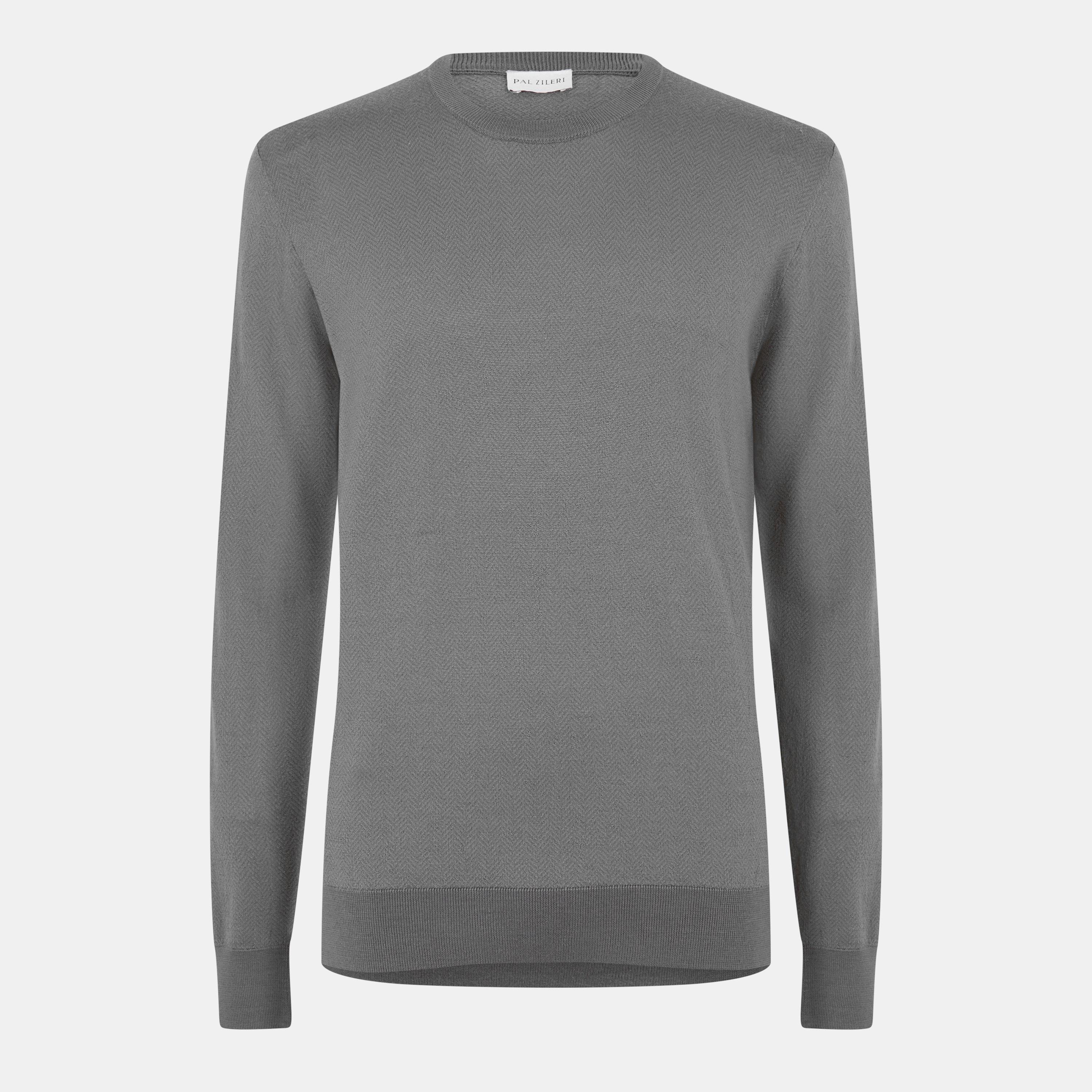 Grey - Pal Zileri - Men's Knitted Crew Neck Jumper - 1
