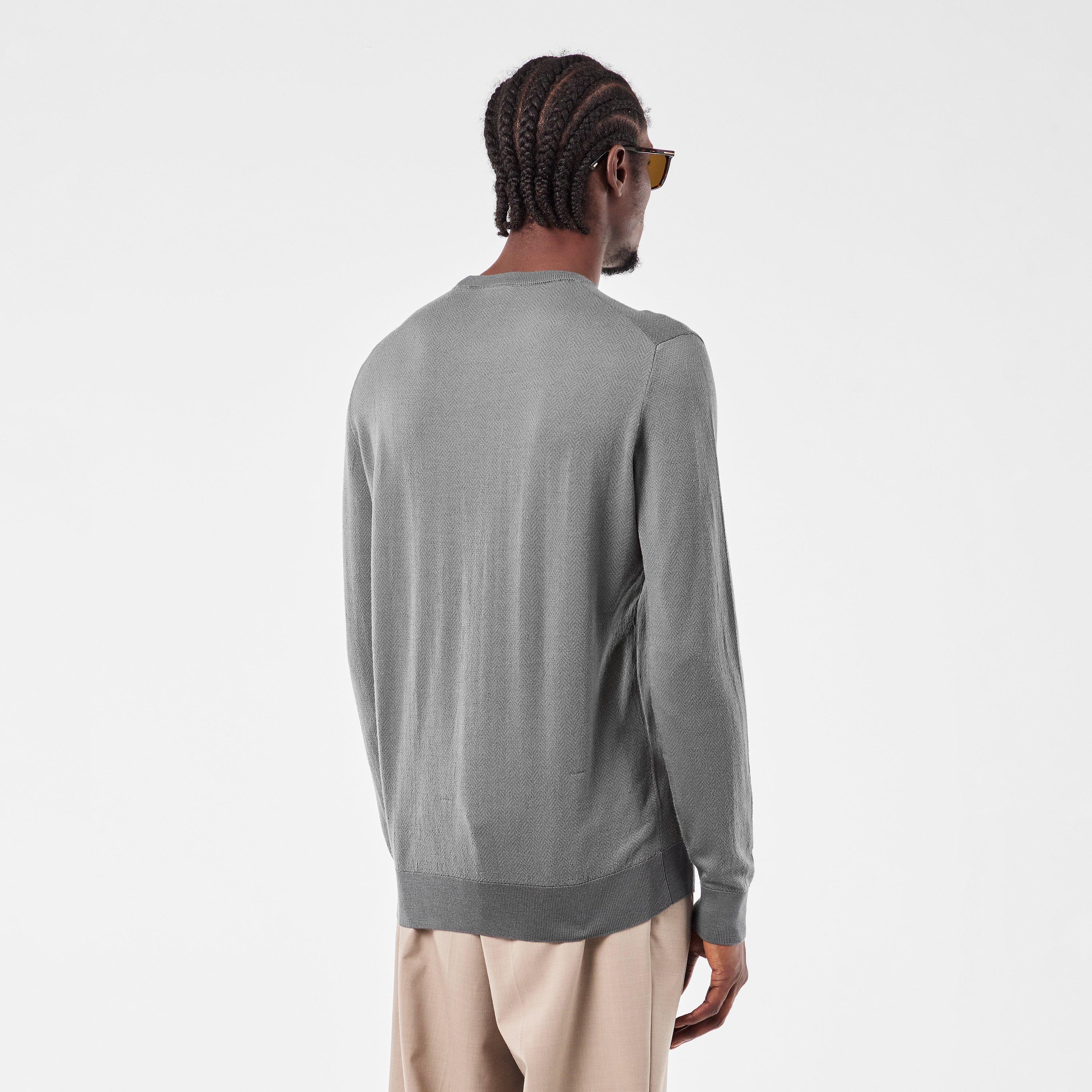 Grey - Pal Zileri - Men's Knitted Crew Neck Jumper - 4