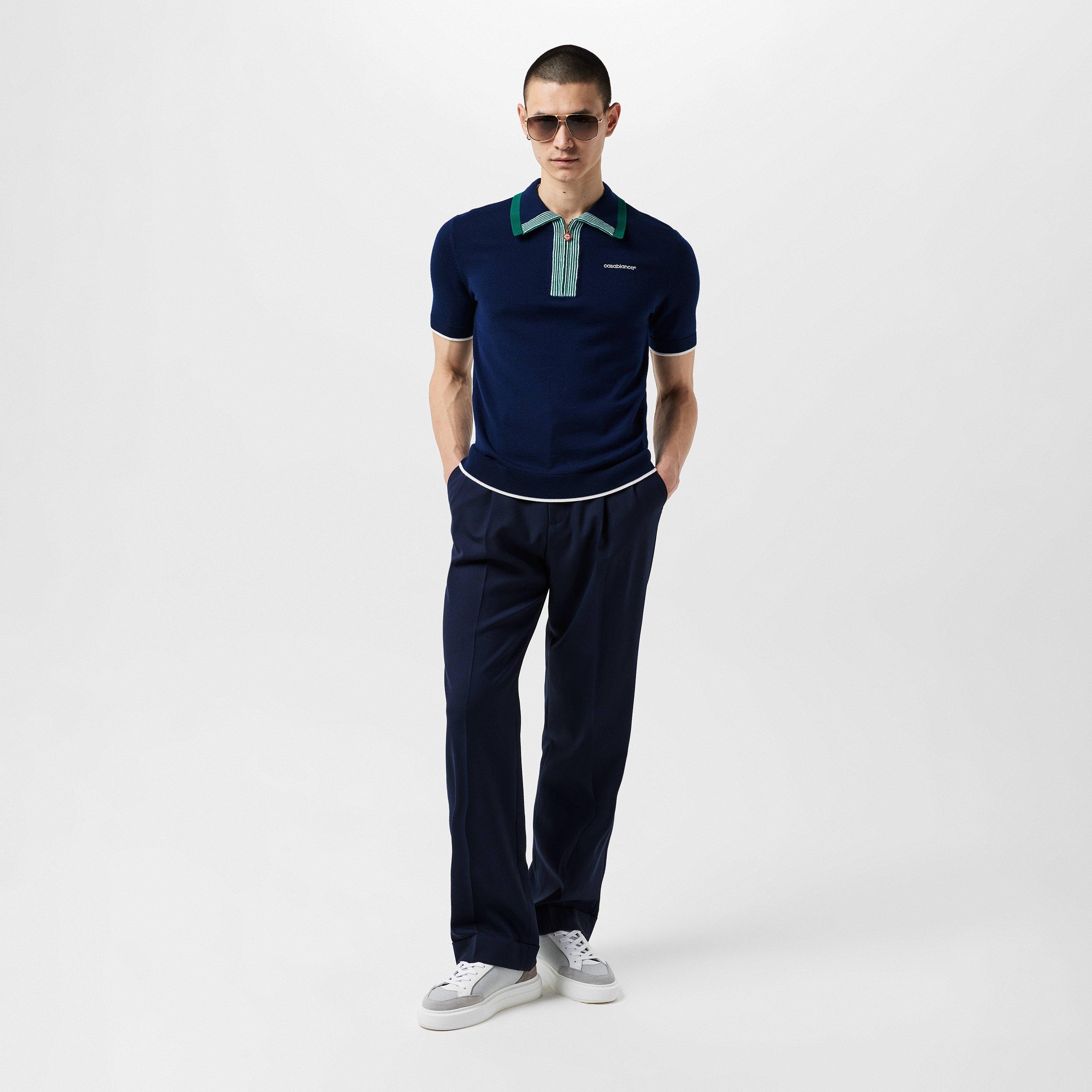 Navy - Casablanca - Men's Pleated Trousers - 4