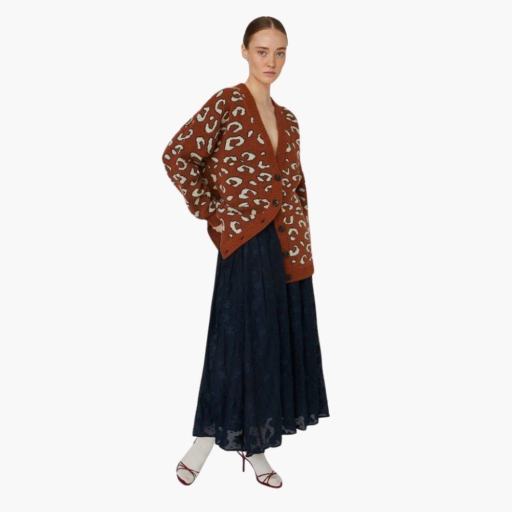 Stella Nova Stella Nova Animal jacquard Cardigan - Burned Orange - 473 Orange - M