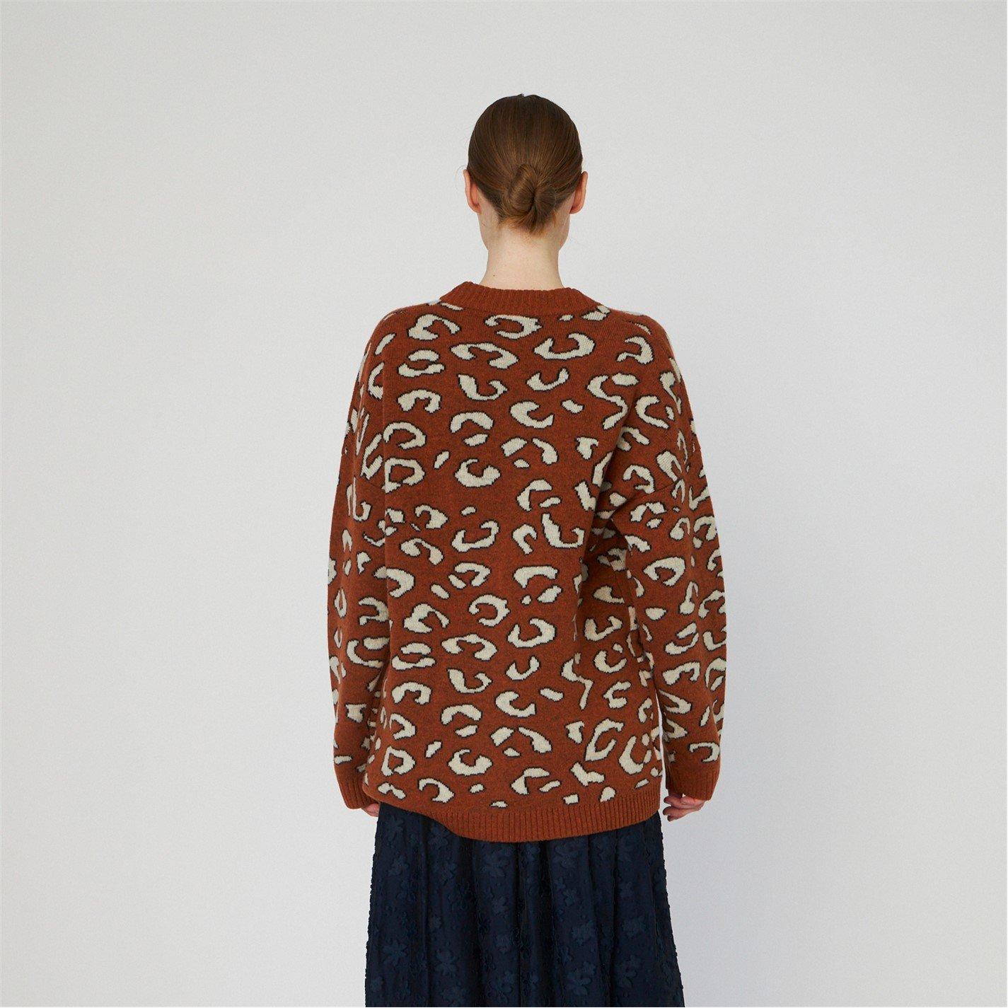 473 Orange - Stella Nova - Stella Nova Animal jacquard Cardigan - Burned Orange - 2