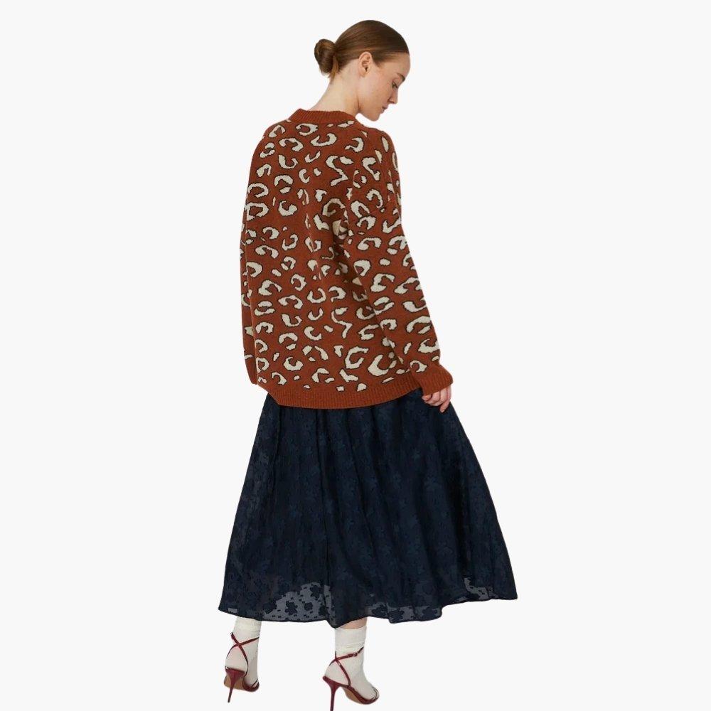473 Orange - Stella Nova - Stella Nova Animal jacquard Cardigan - Burned Orange - 3