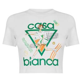 Casablanca Women's Tennis Girl Cotton Cropped T-Shirt