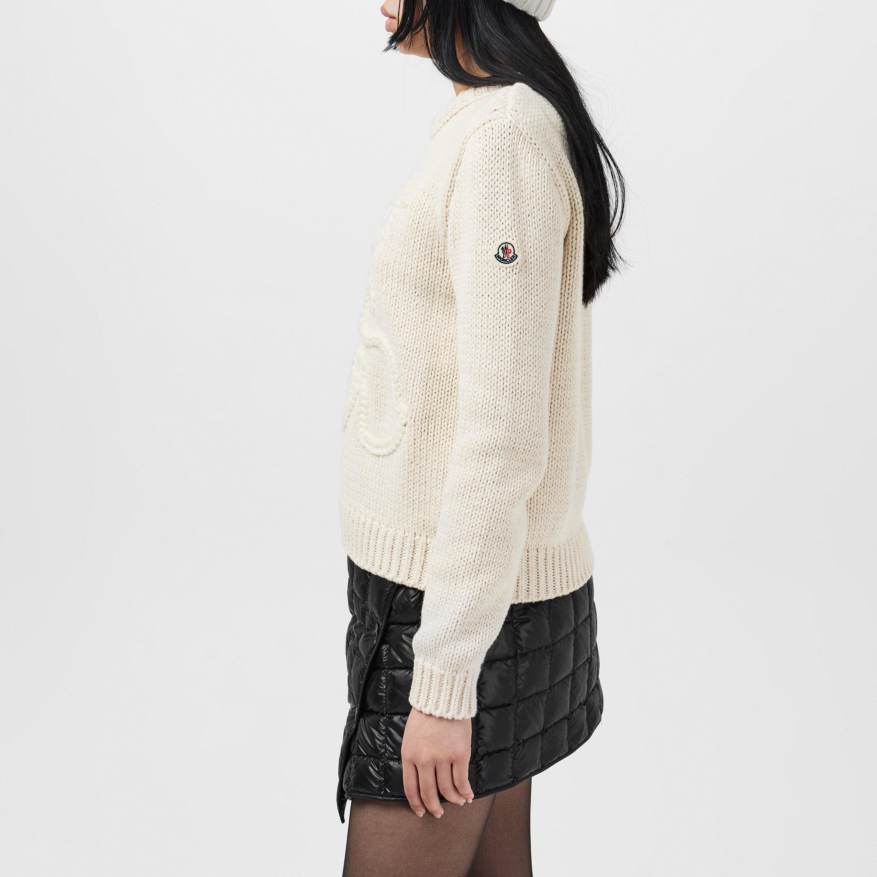 Cream 034 - Moncler - Embroidered Logo Cotton Jumper - 2