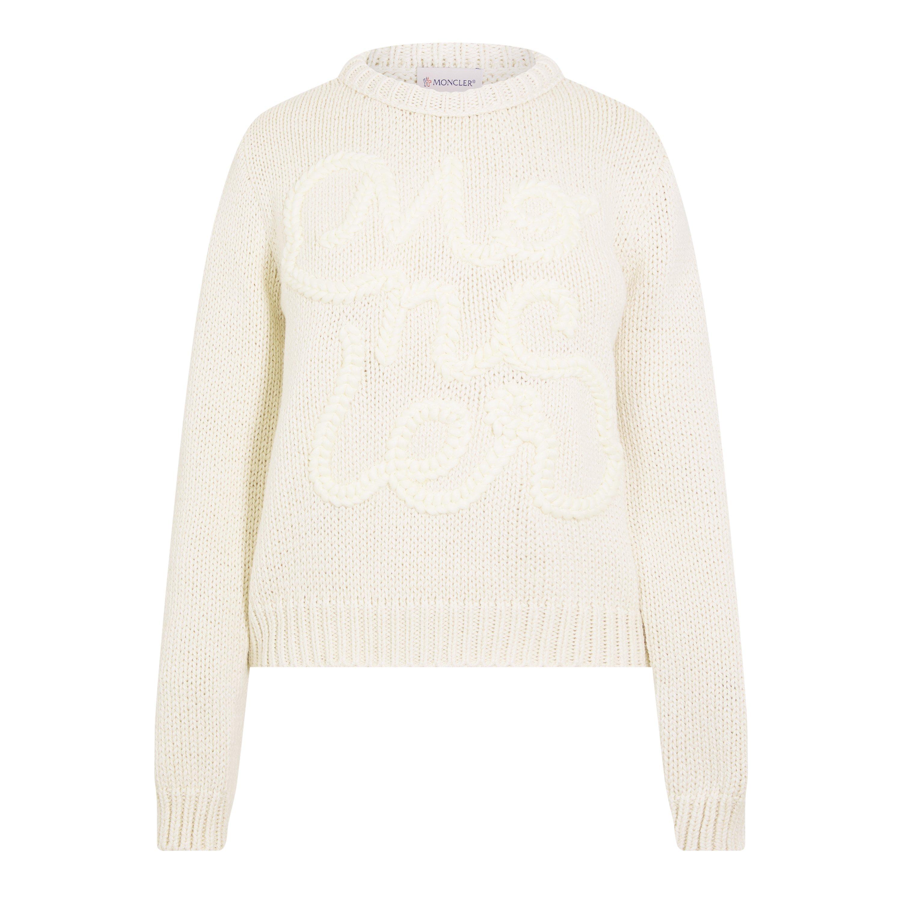 Cream 034 - Moncler - Embroidered Logo Cotton Jumper - 5