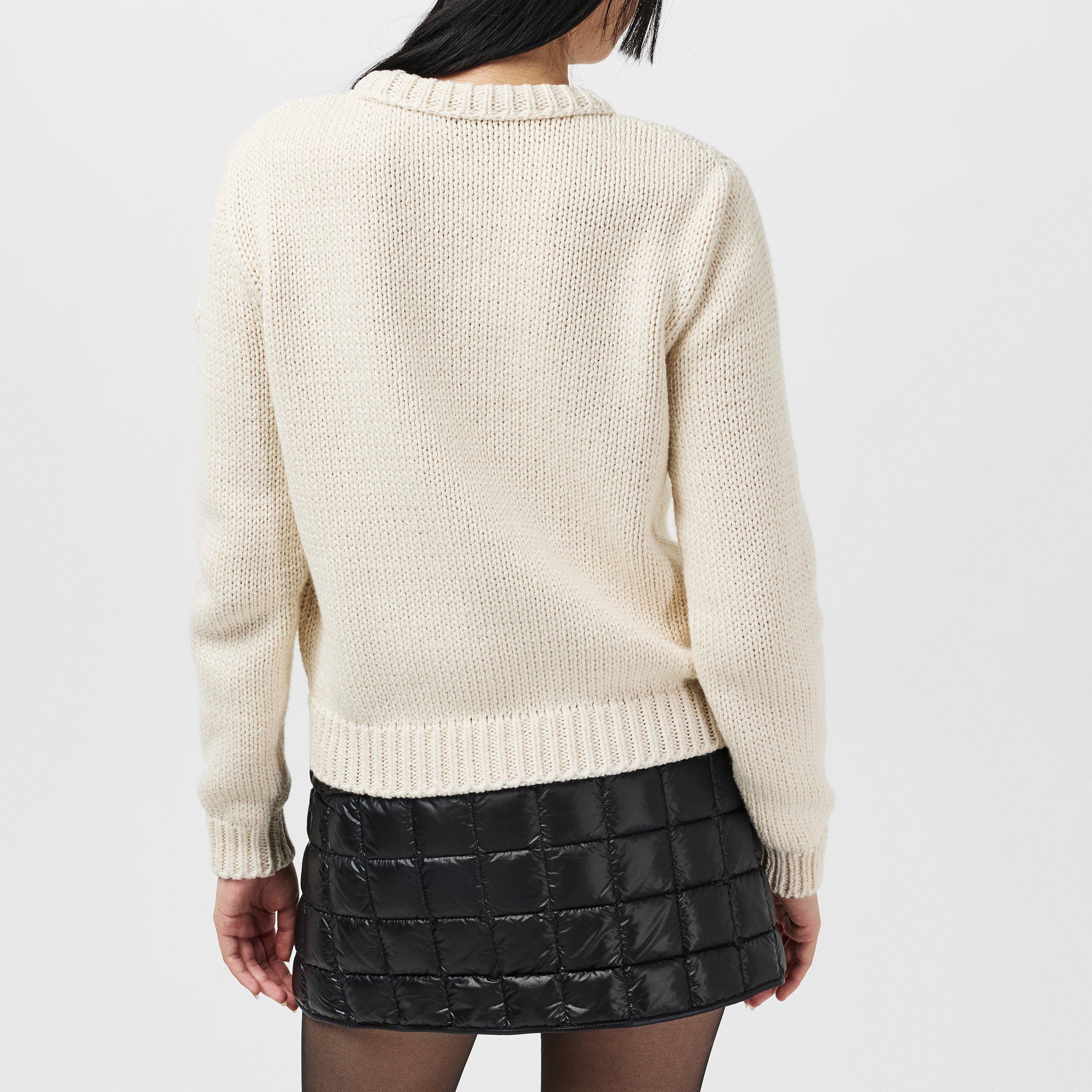 Cream 034 - Moncler - Embroidered Logo Cotton Jumper - 3