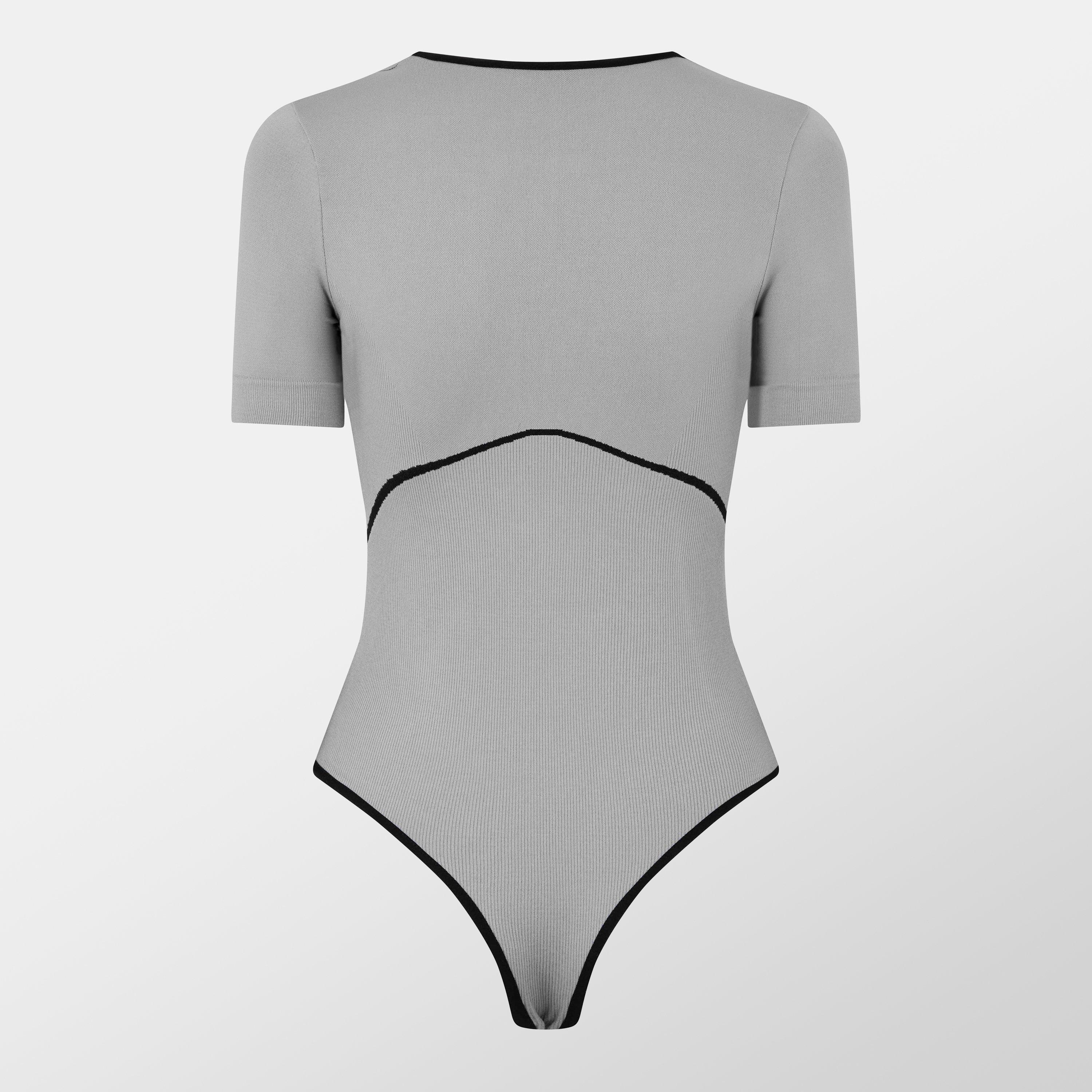 Grey - Off White - Women's Seamless Bodysuit - 2