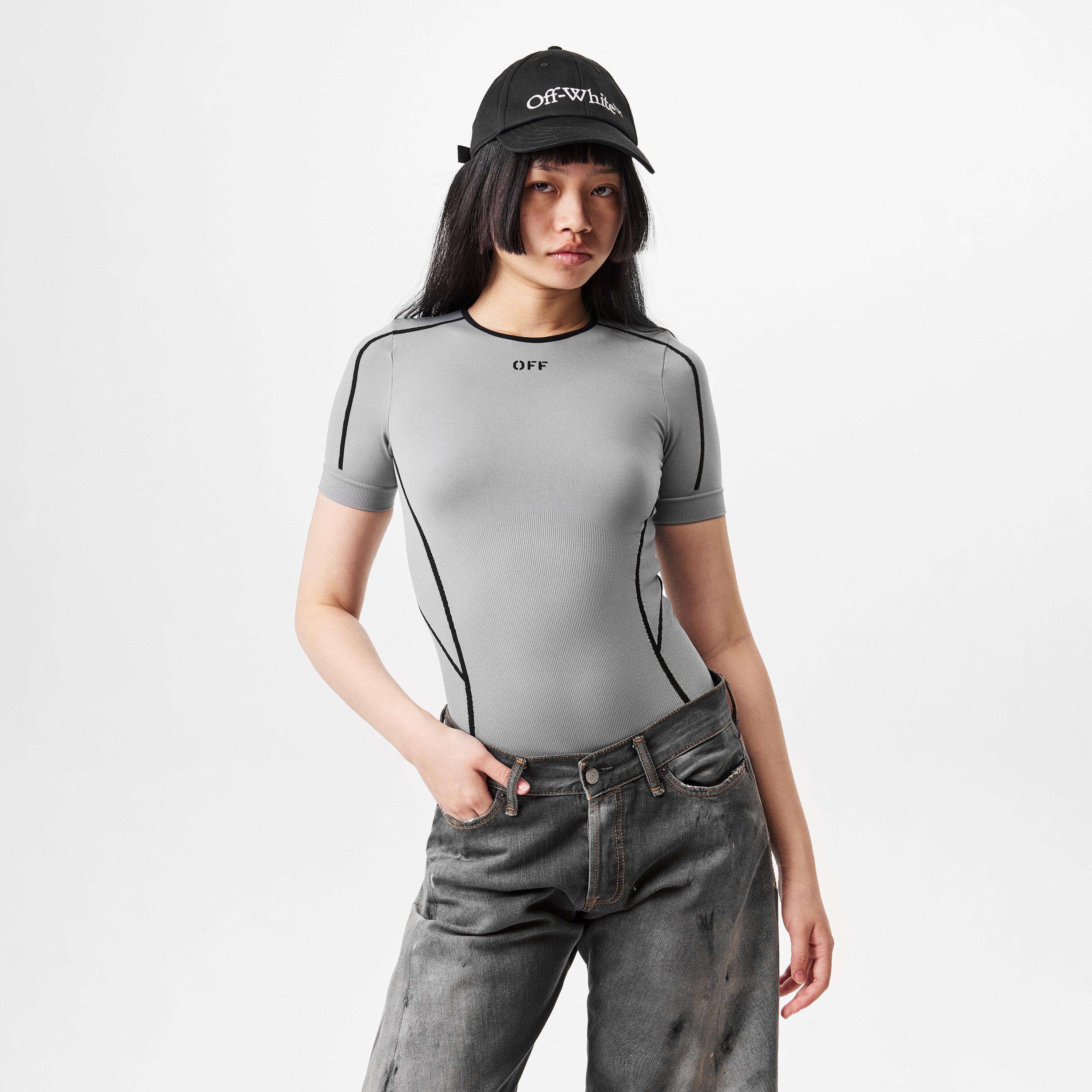 Grey - Off White - Women's Seamless Bodysuit - 3