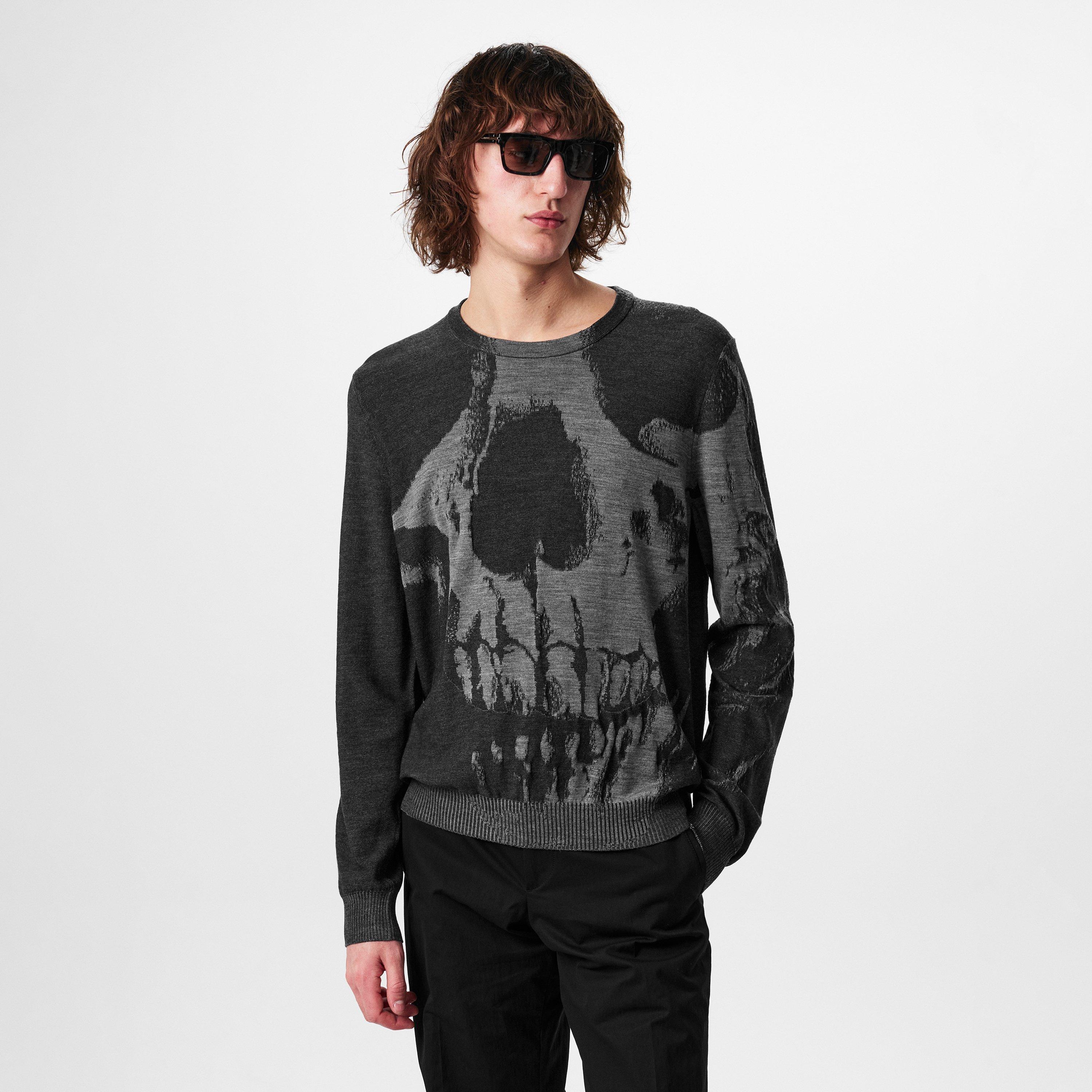 【関税込み】McQueen グレー スカル セーター McQueen: グレー スカル セーター | SSENSE 日本